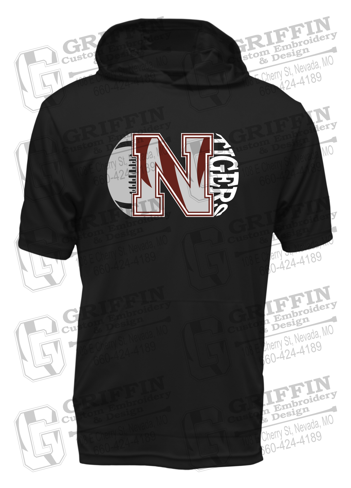 Dry-Fit Short Sleeve T-Shirt Hoodie - Football - Nevada Tigers 20-S