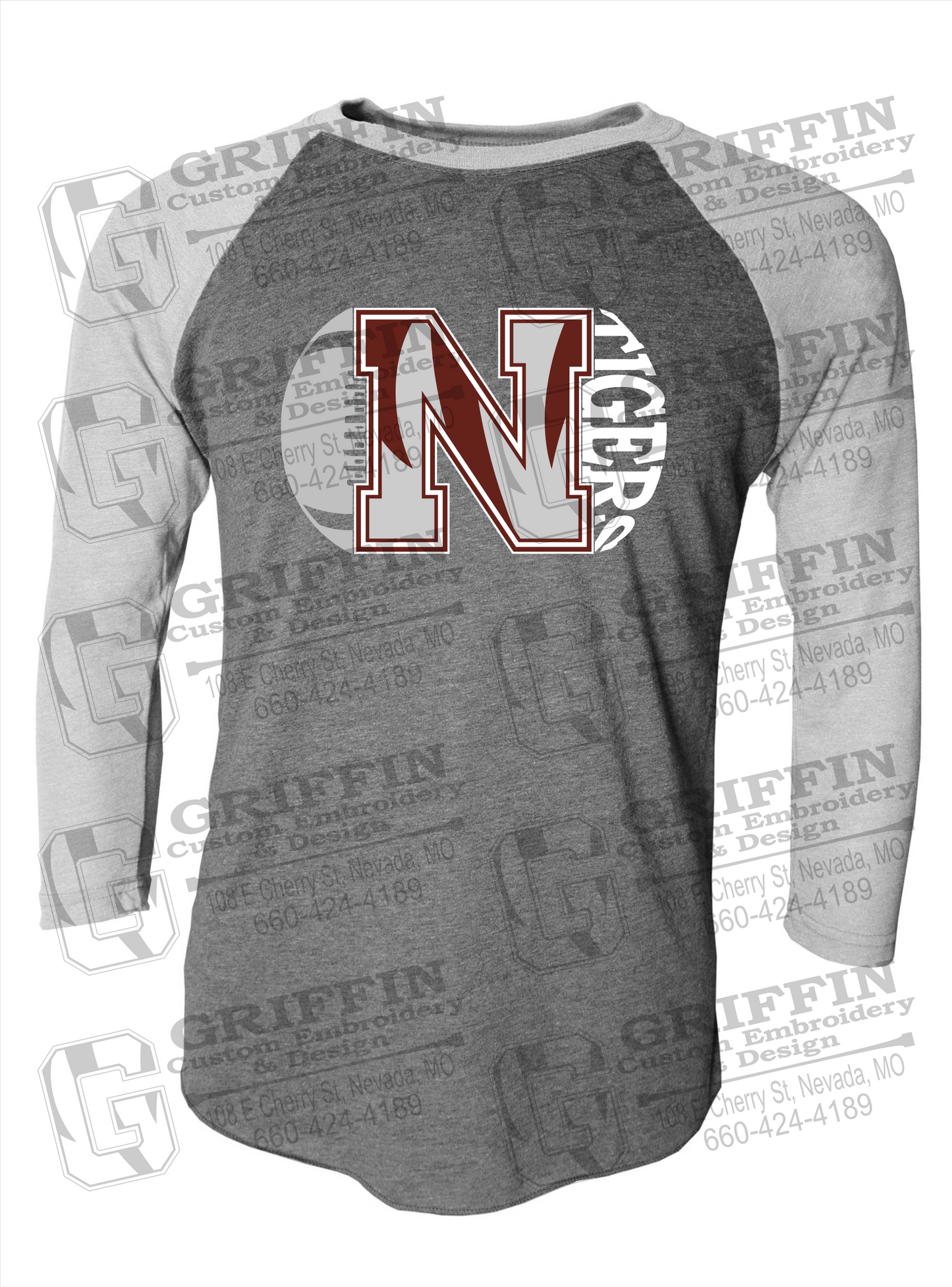 Tri-Blend Raglan Sleeve T-Shirt - Football - Nevada Tigers 20-S