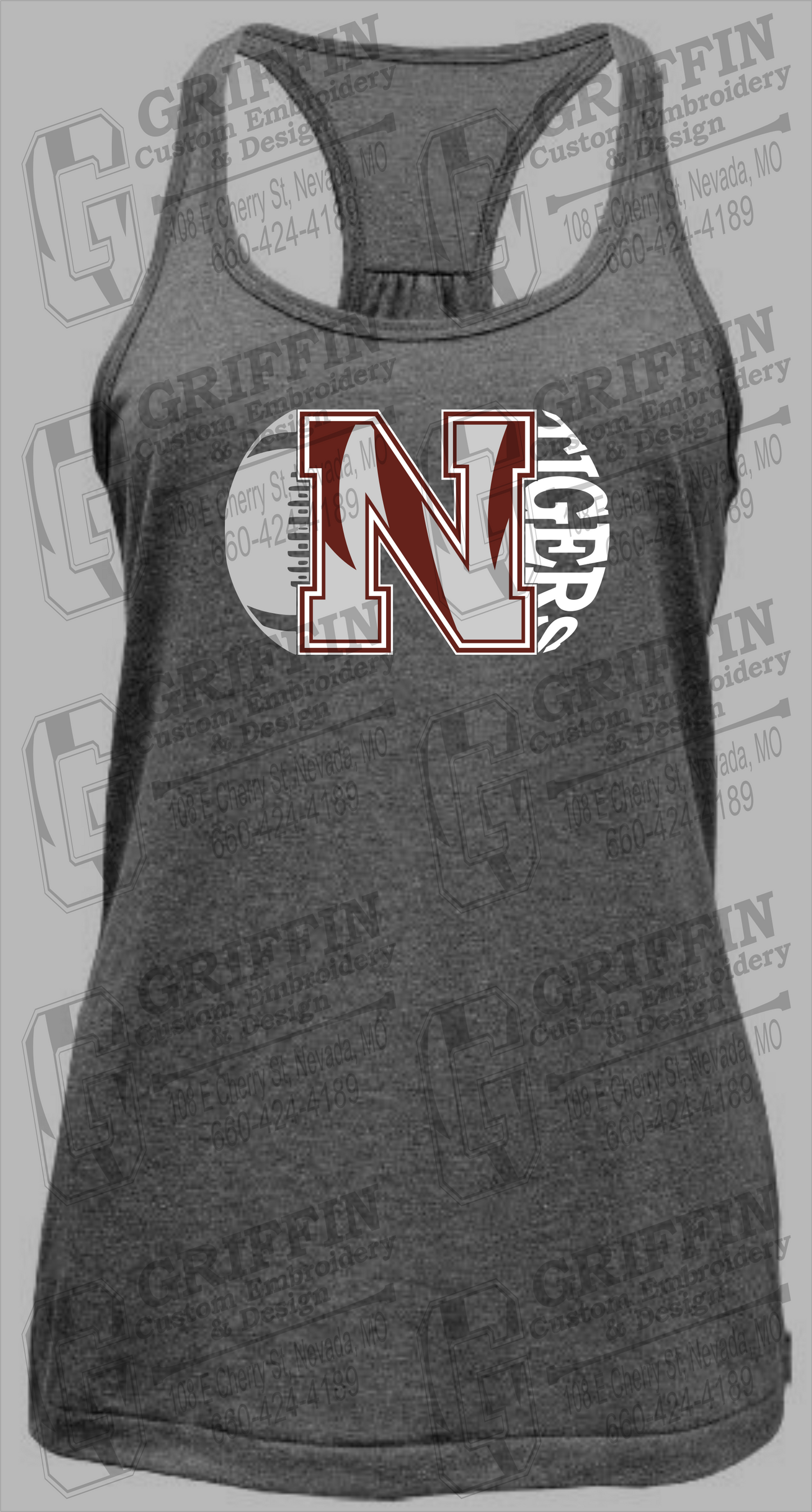 Womens Tri-Blend Tank Top - Football - Nevada Tigers 20-S