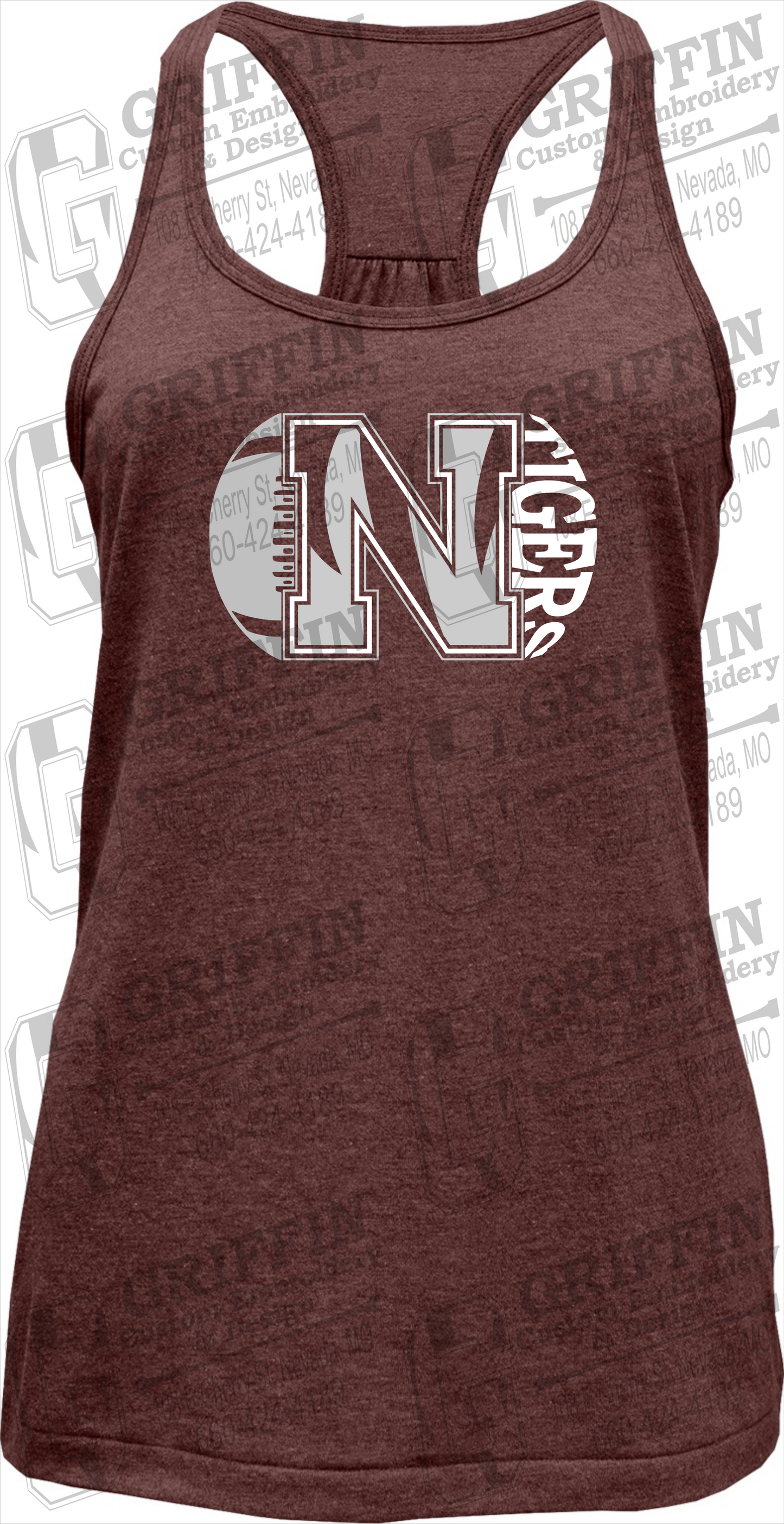 Womens Tri-Blend Tank Top - Football - Nevada Tigers 20-S