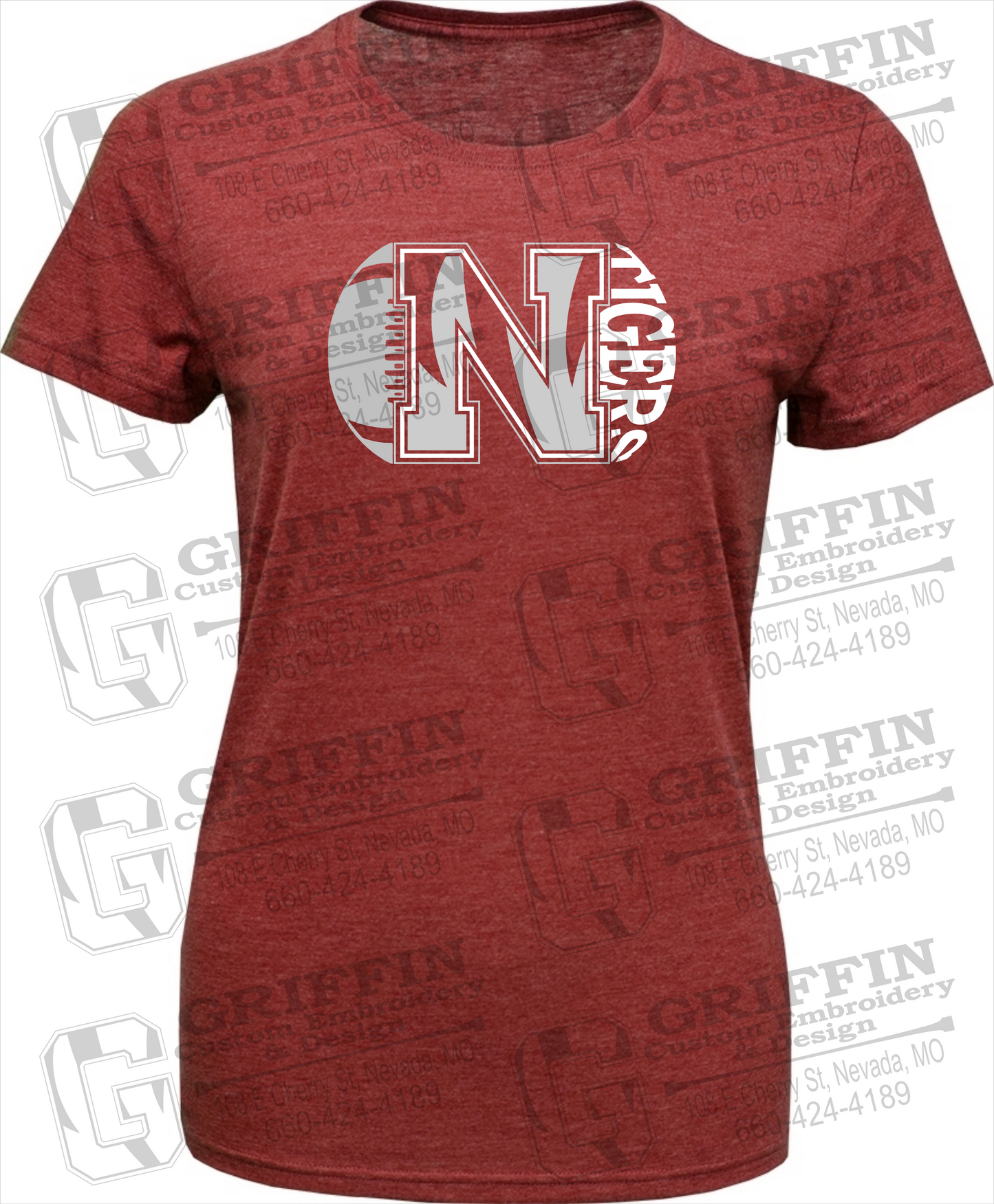 Womens Tri-Blend T-Shirt - Football - Nevada Tigers 20-S