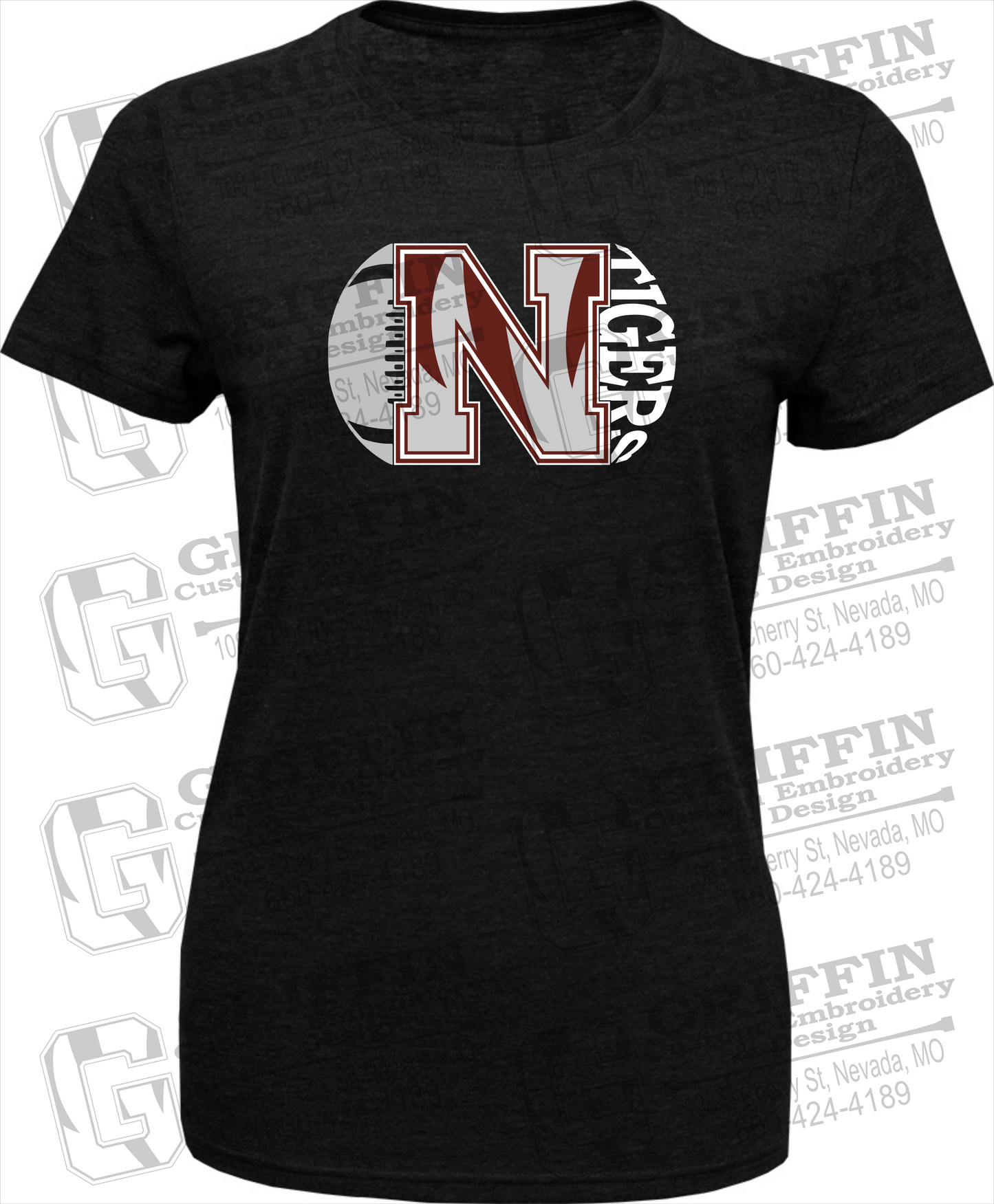 Womens Tri-Blend T-Shirt - Football - Nevada Tigers 20-S