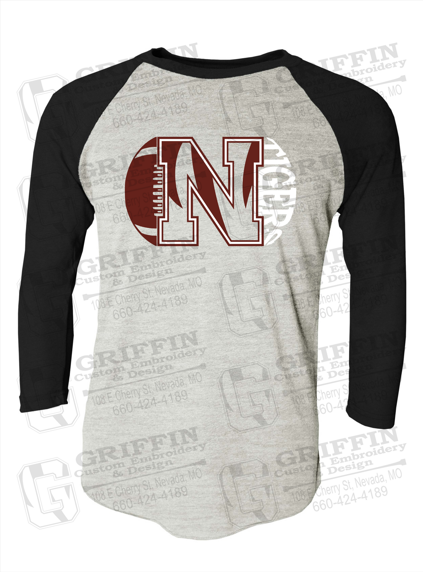 Tri-Blend Raglan Sleeve T-Shirt - Football - Nevada Tigers 20-S