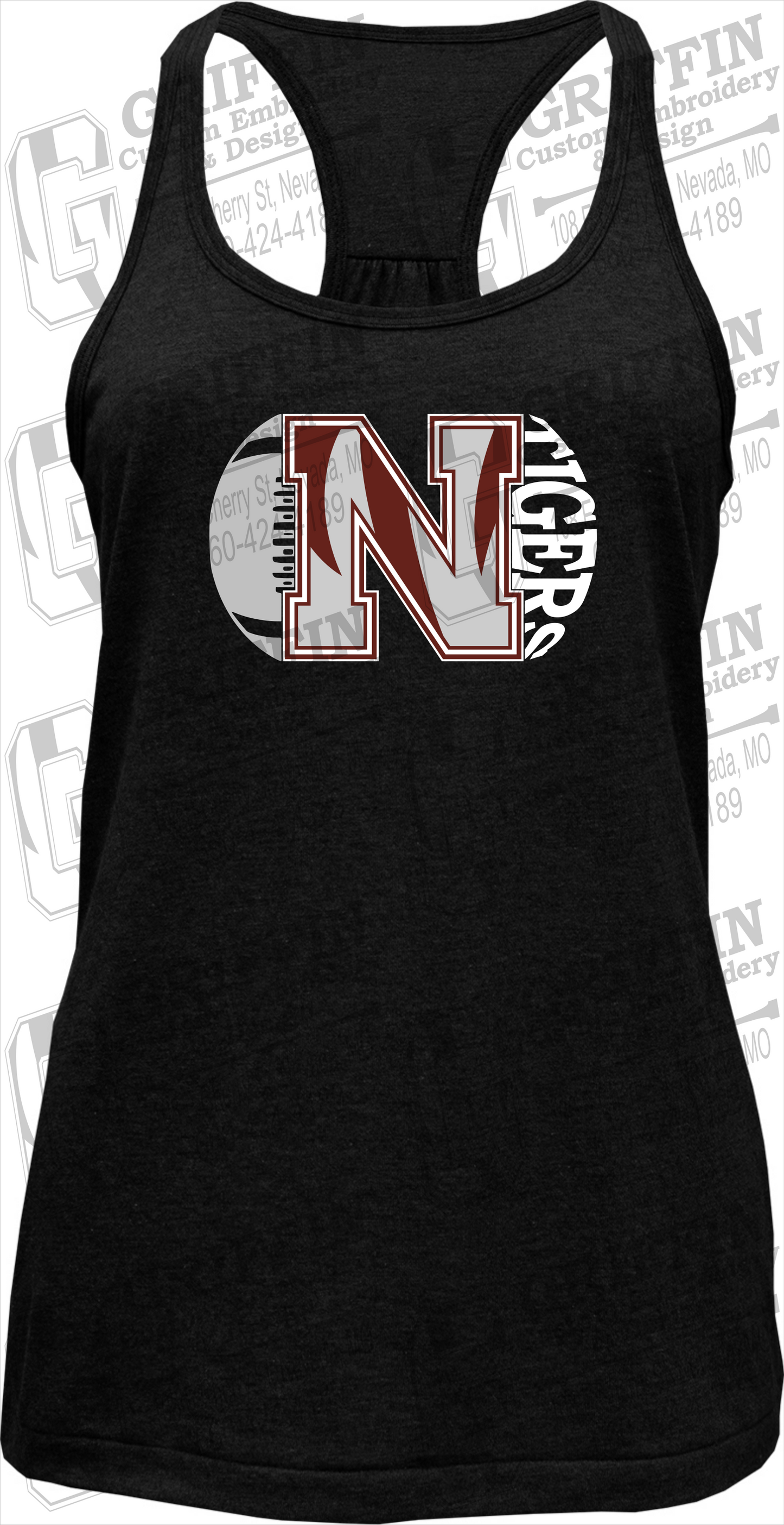 Womens Tri-Blend Tank Top - Football - Nevada Tigers 20-S