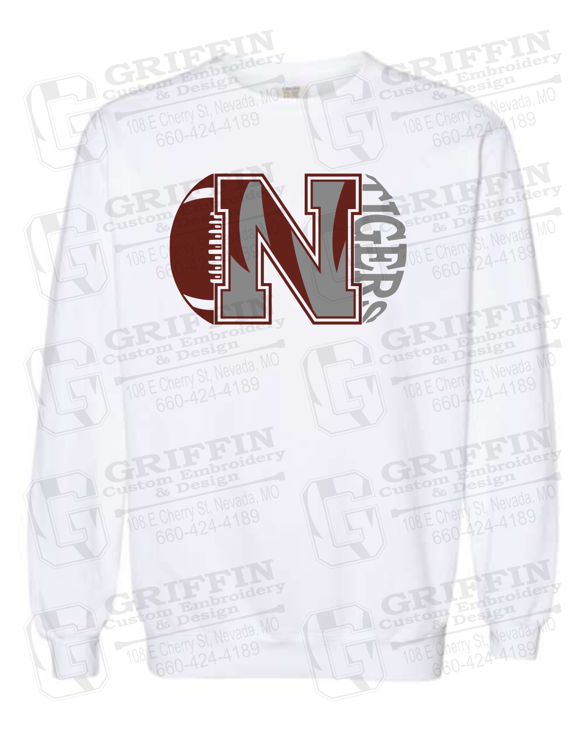 Comfort Colors Crewneck Sweatshirt - Football - Nevada Tigers 20-S