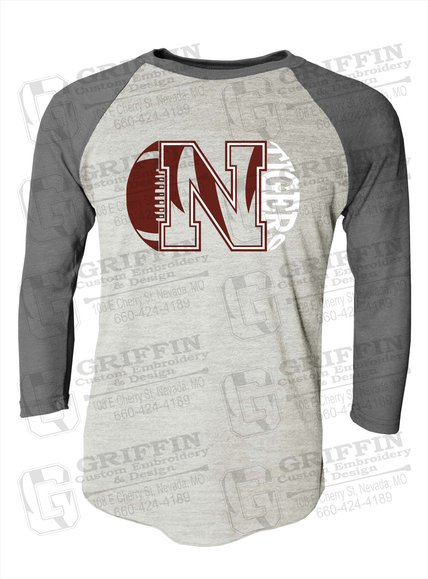 Tri-Blend Raglan Sleeve T-Shirt - Football - Nevada Tigers 20-S