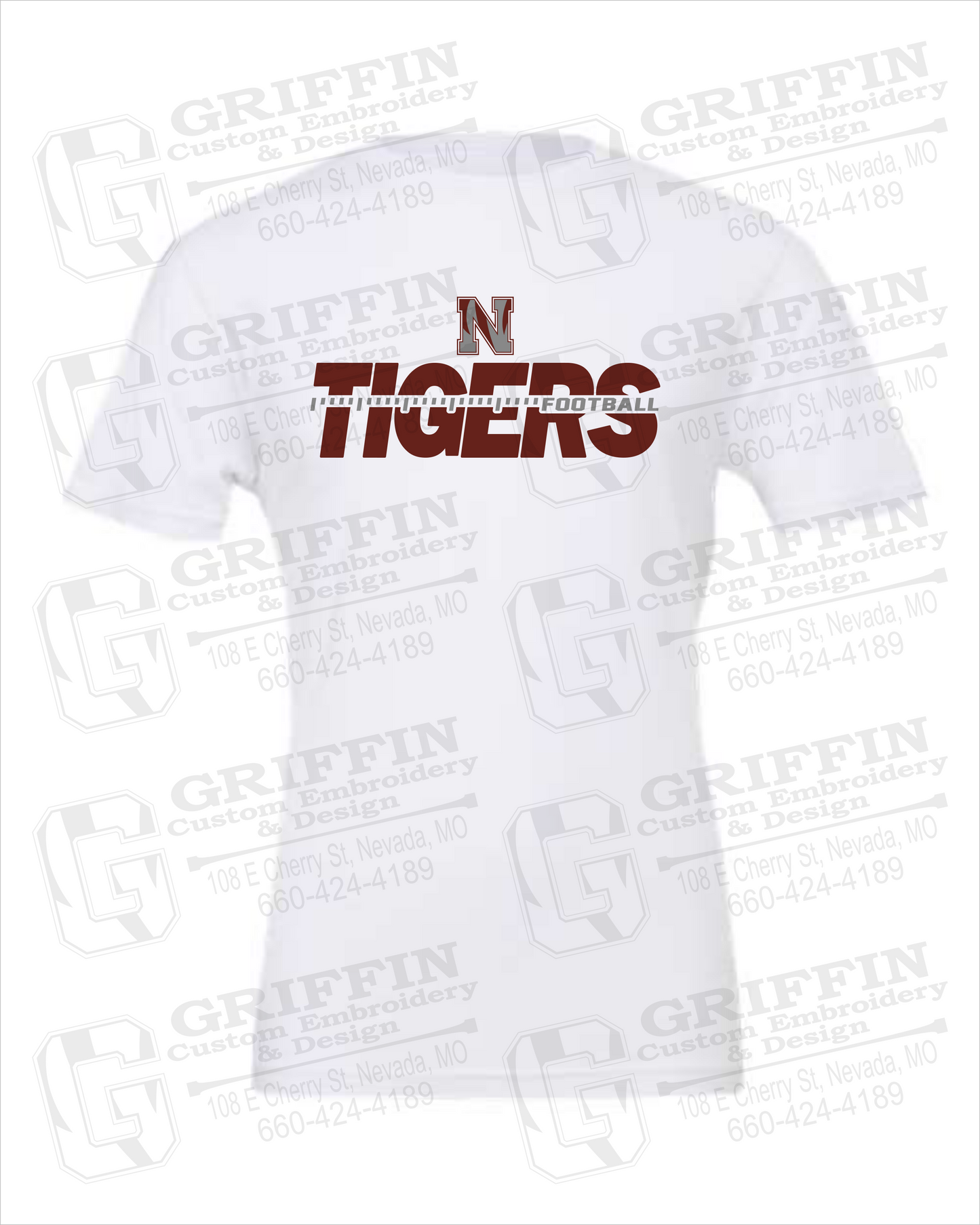 Cotton Short Sleeve T-Shirt - Football - Nevada Tigers 21-D