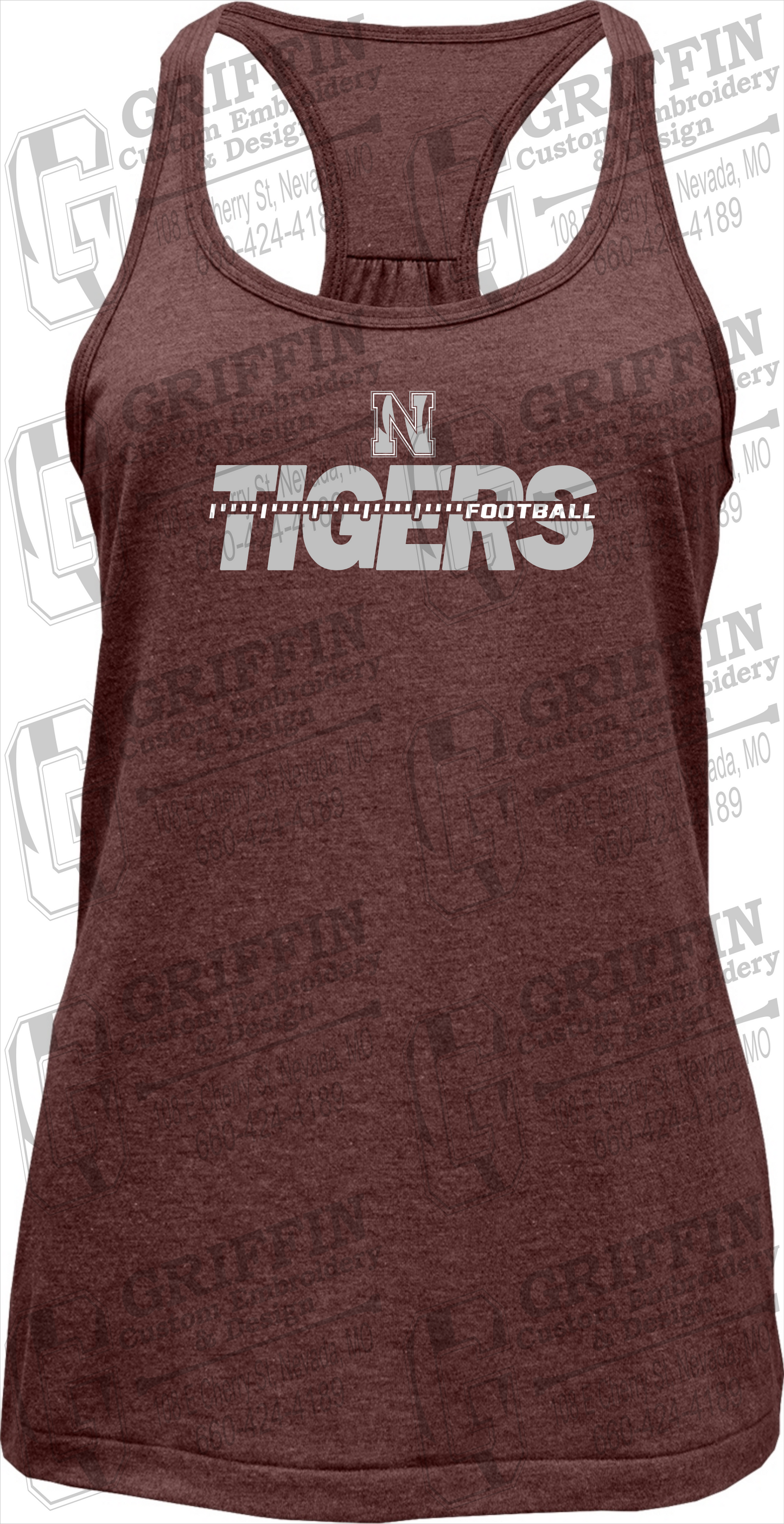 Womens Tri-Blend Tank Top - Football - Nevada Tigers 21-D