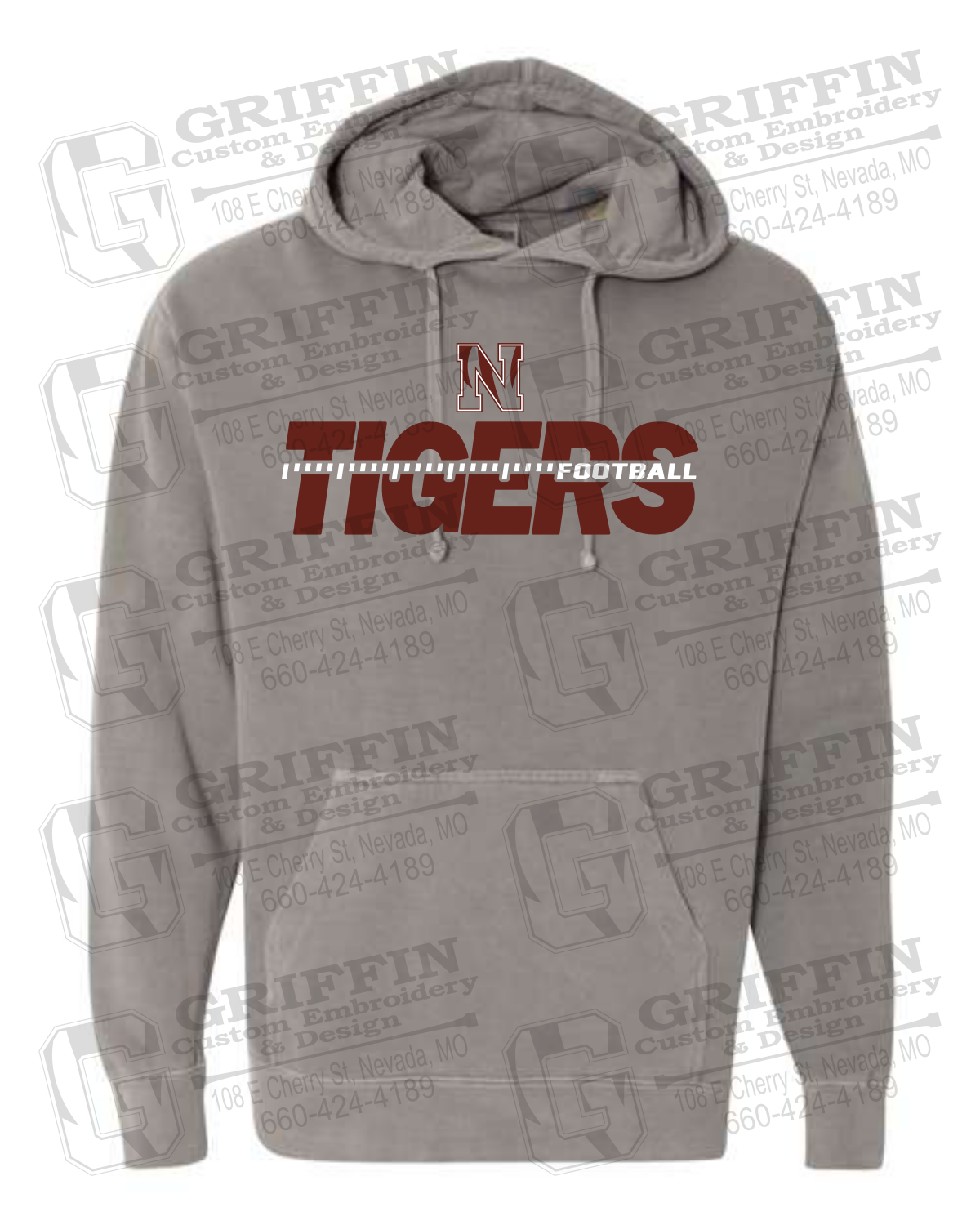 Comfort Colors Hoodie - Football - Nevada Tigers 21-D