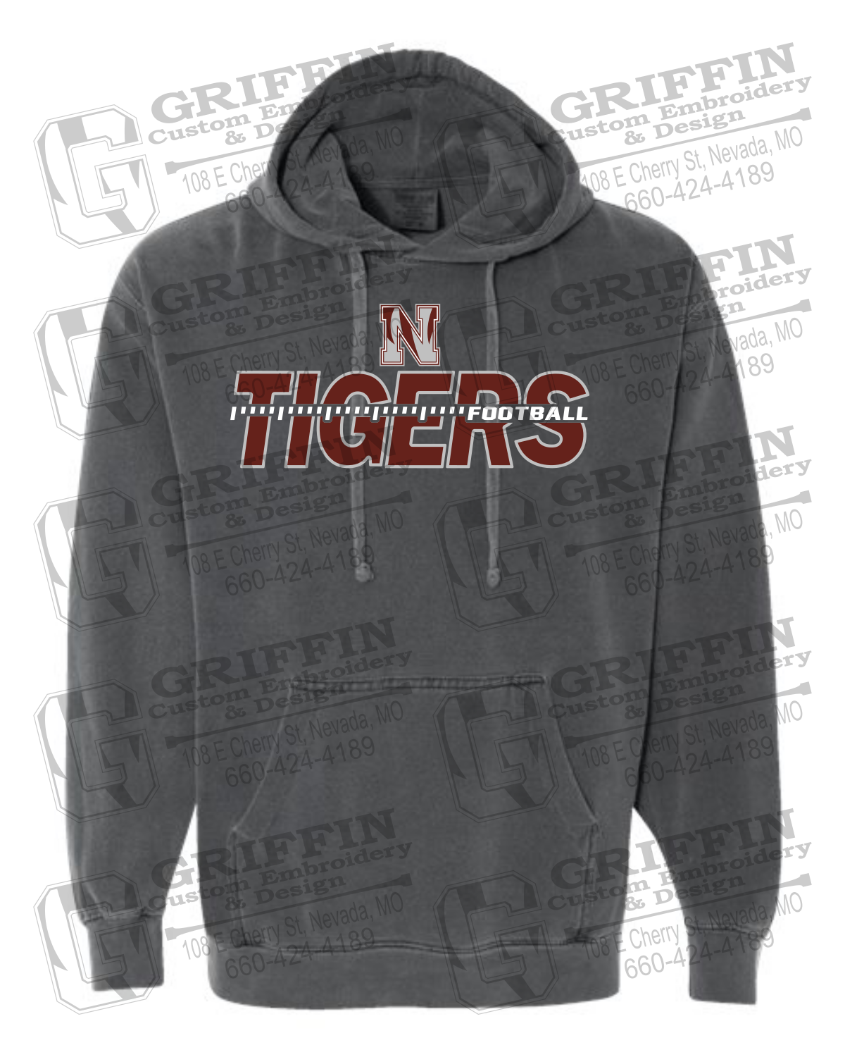 Comfort Colors Hoodie - Football - Nevada Tigers 21-D