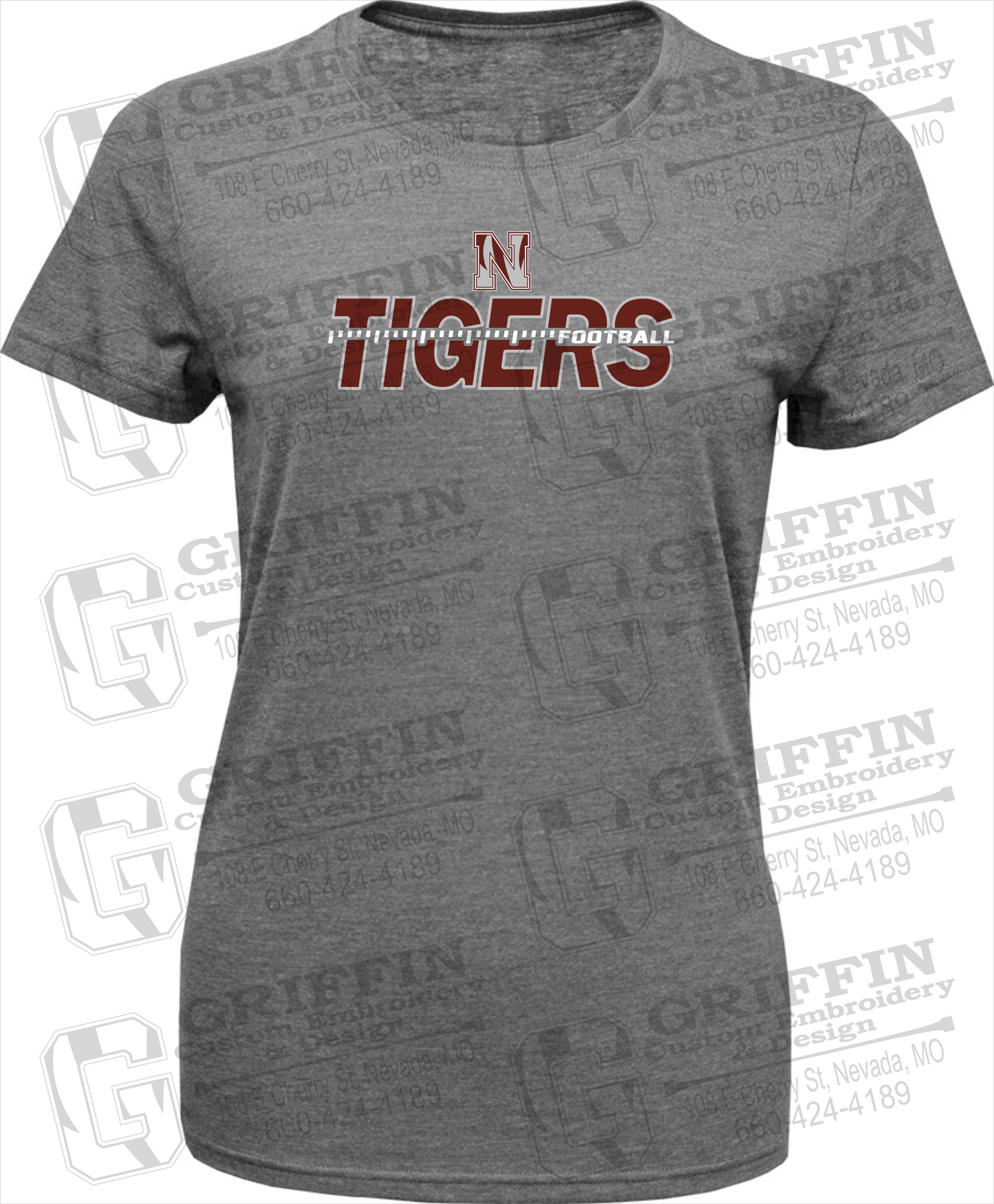 Womens Tri-Blend T-Shirt - Football - Nevada Tigers 21-D