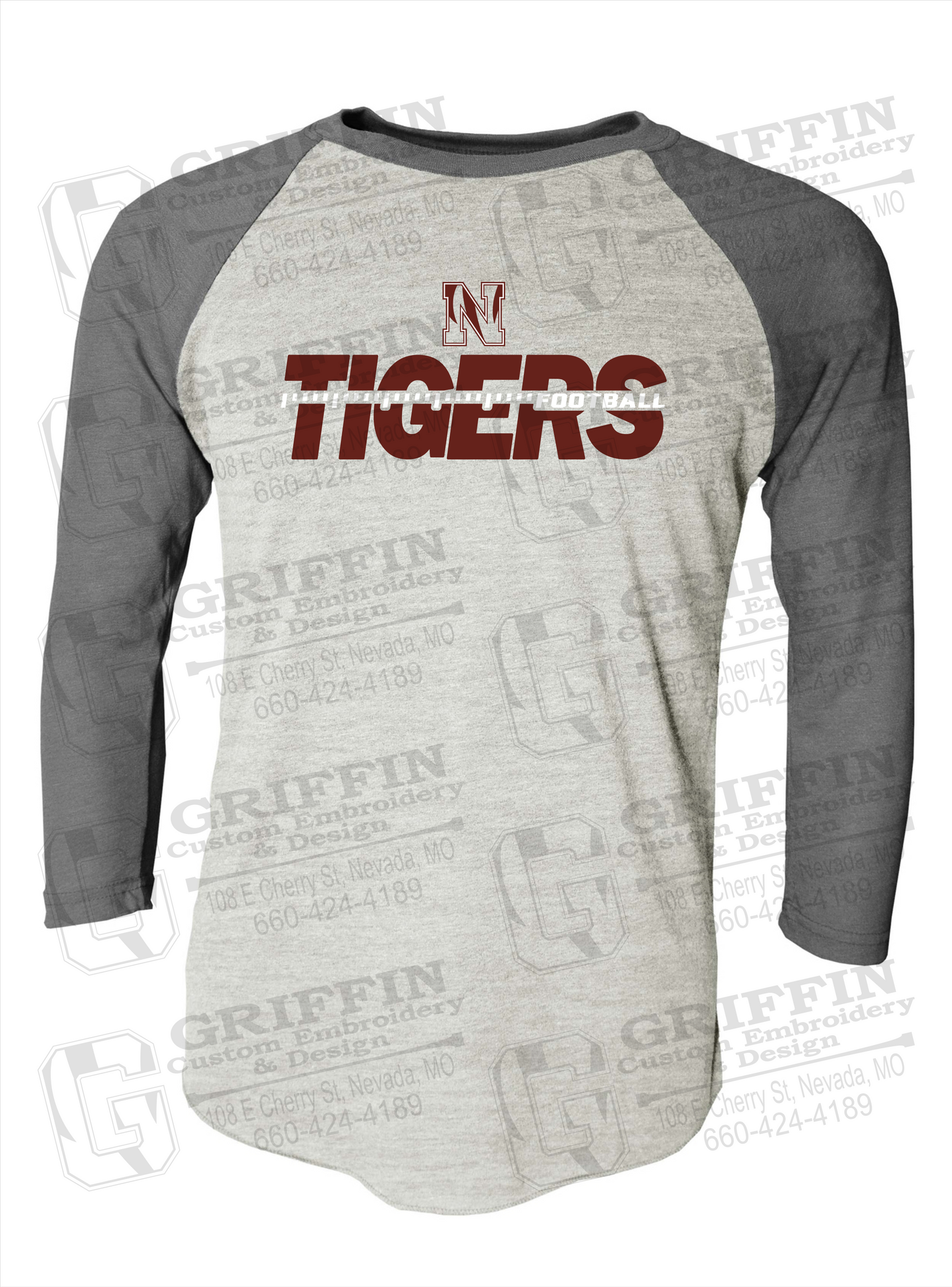 Tri-Blend Raglan Sleeve T-Shirt - Football - Nevada Tigers 21-D