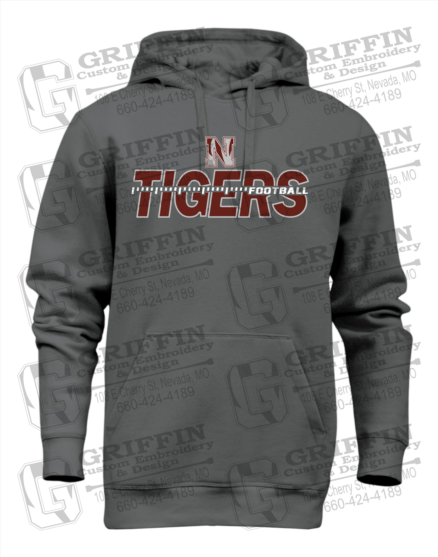 Heavyweight Fleece Hoodie - Football - Nevada Tigers 21-D