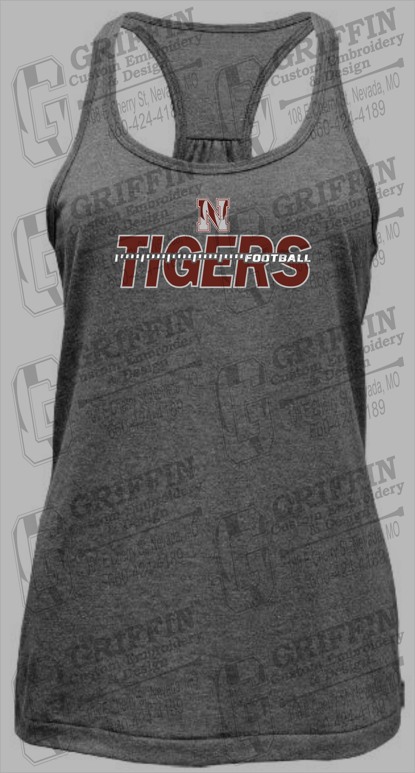 Womens Tri-Blend Tank Top - Football - Nevada Tigers 21-D