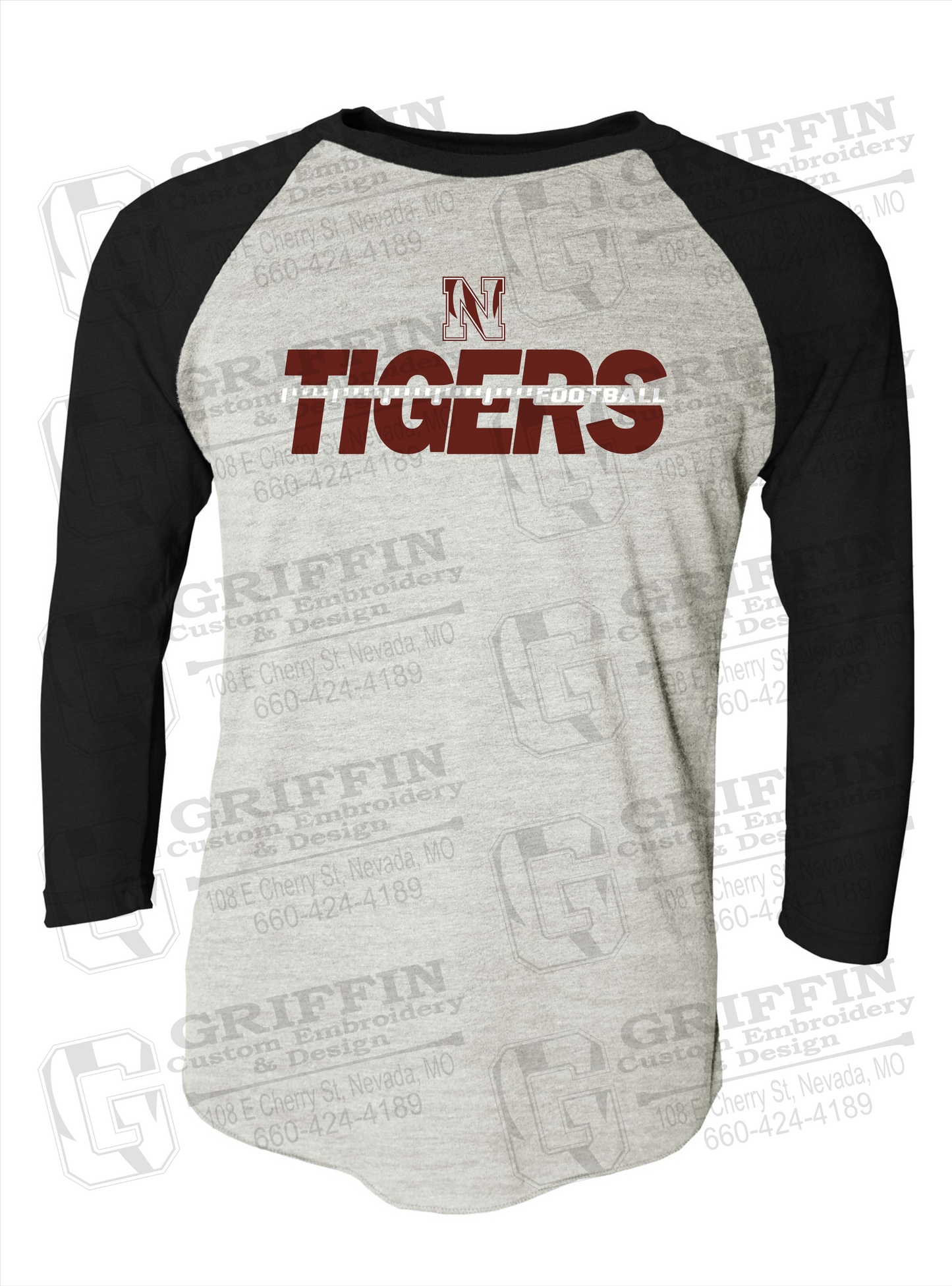 Tri-Blend Raglan Sleeve T-Shirt - Football - Nevada Tigers 21-D