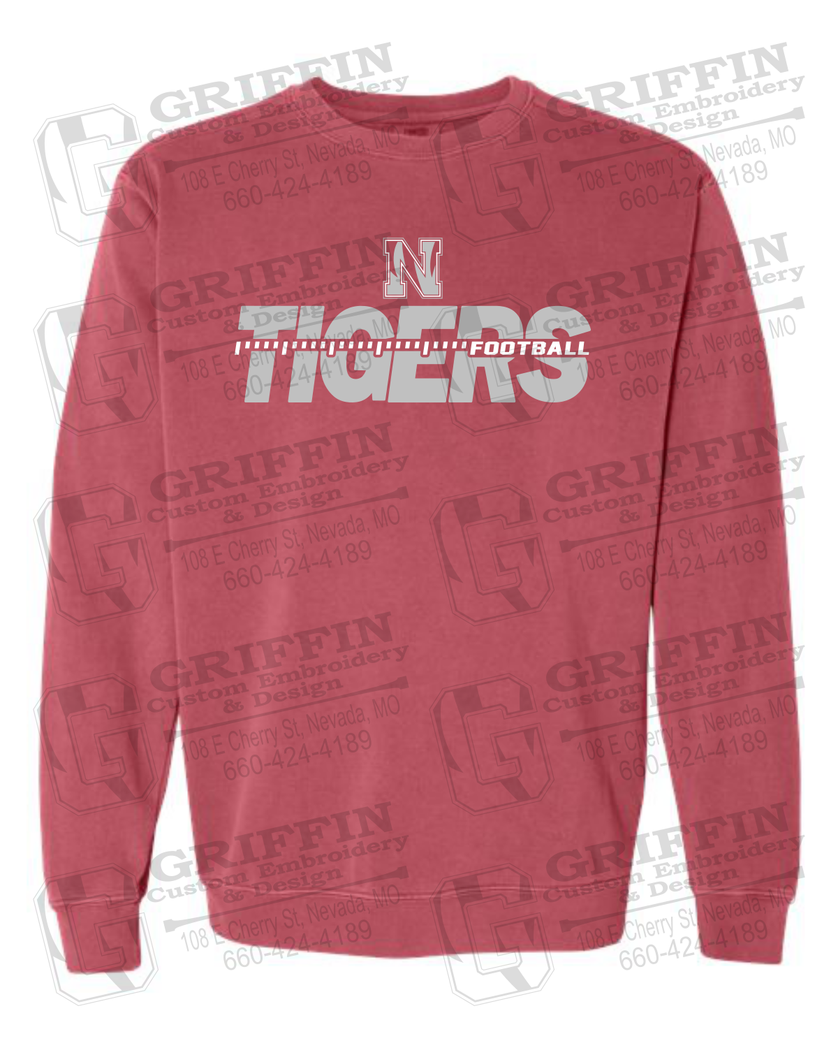 Comfort Colors Crewneck Sweatshirt - Football - Nevada Tigers 21-D
