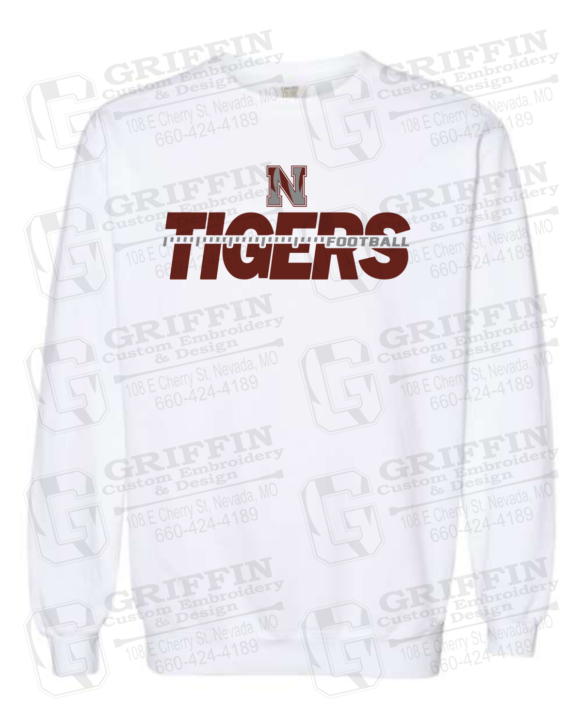 Comfort Colors Crewneck Sweatshirt - Football - Nevada Tigers 21-D