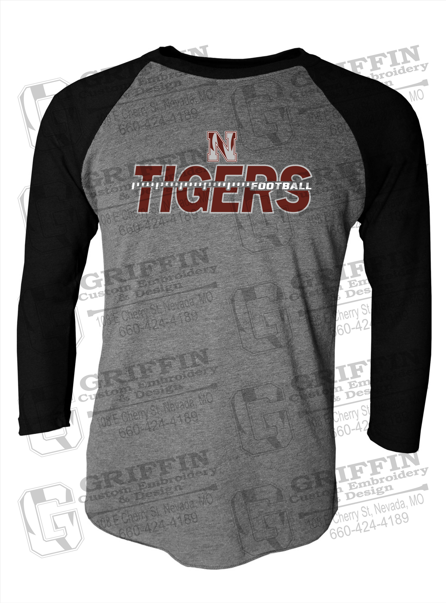 Tri-Blend Raglan Sleeve T-Shirt - Football - Nevada Tigers 21-D