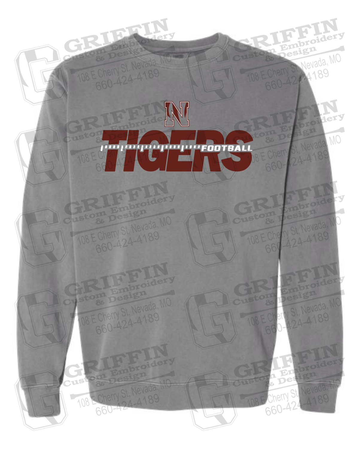 Comfort Colors Crewneck Sweatshirt - Football - Nevada Tigers 21-D