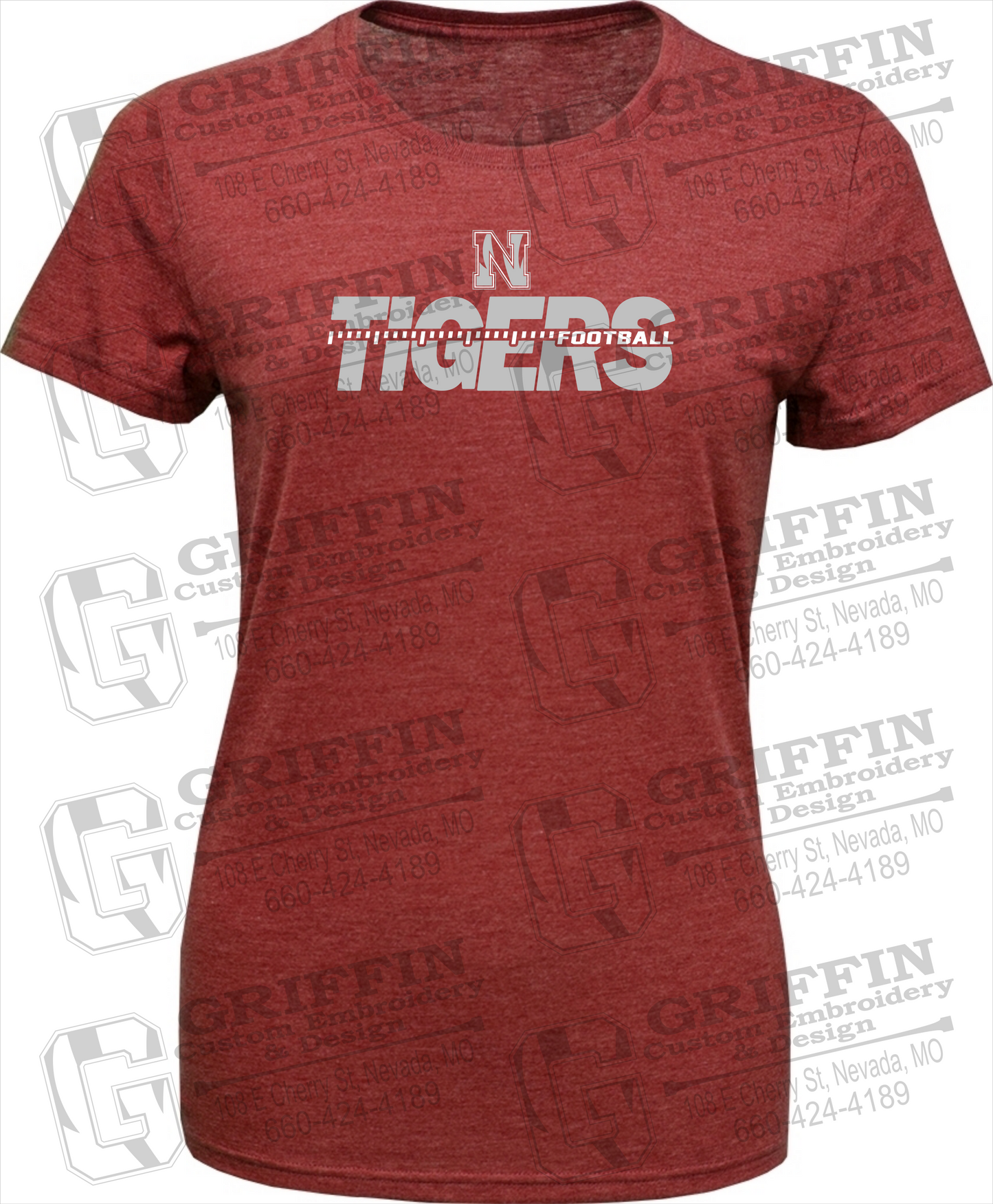 Womens Tri-Blend T-Shirt - Football - Nevada Tigers 21-D