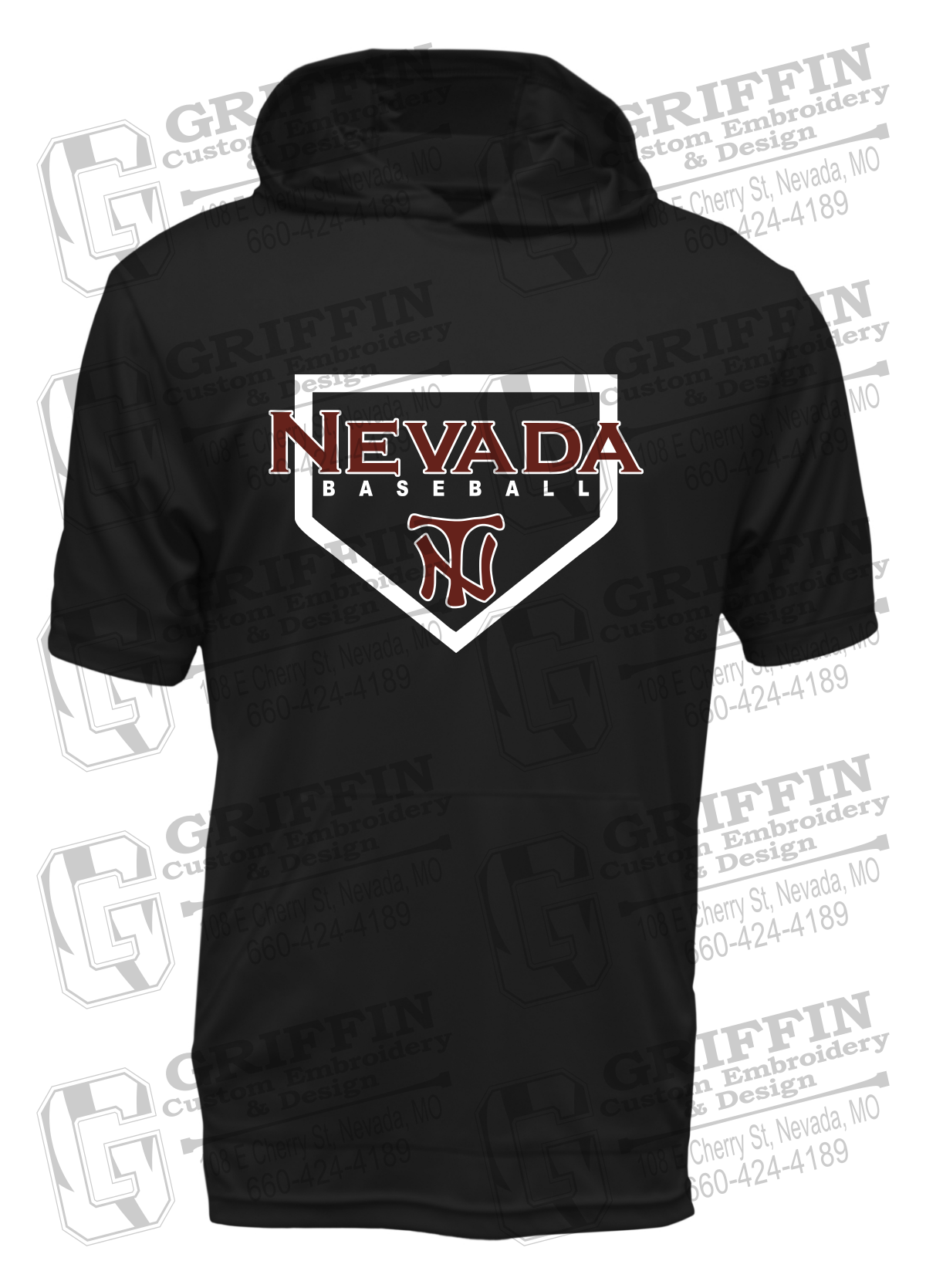 Dry-Fit Short Sleeve T-Shirt Hoodie - Baseball - Nevada Tigers 21-S