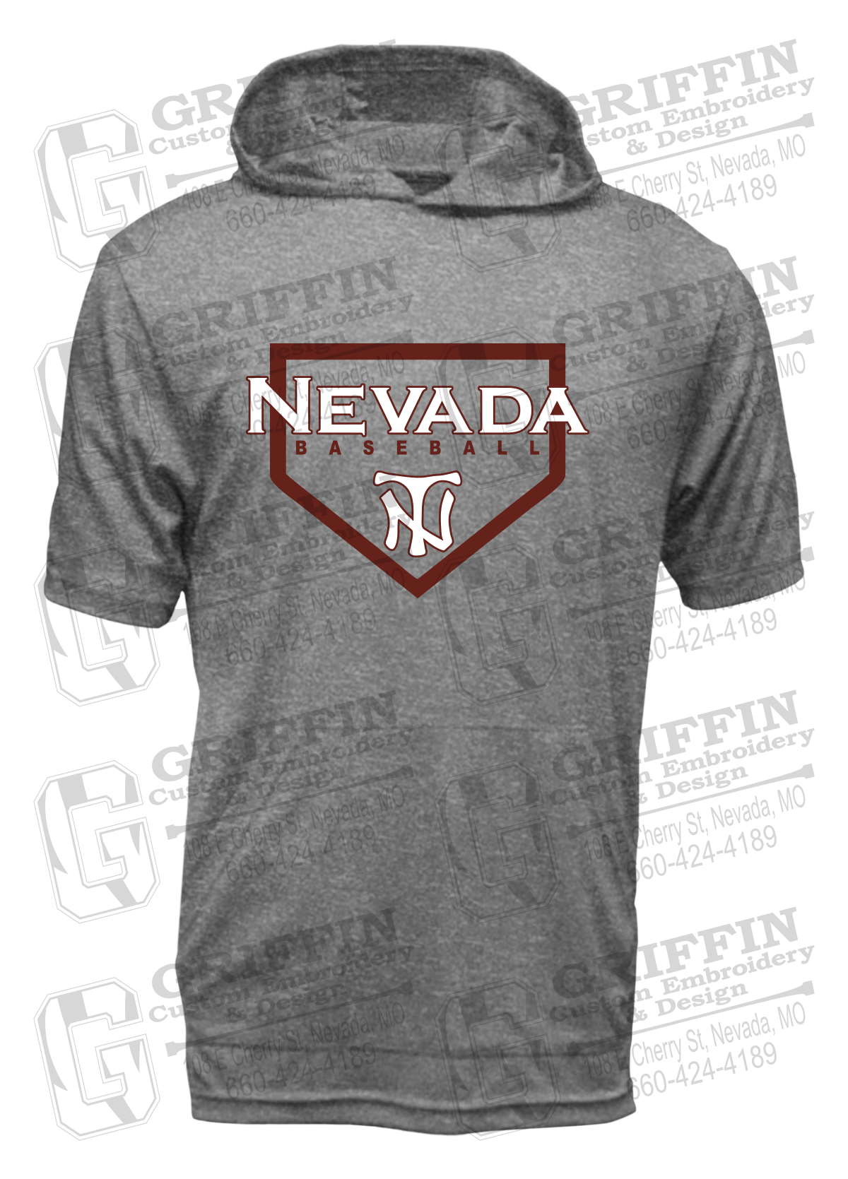 Dry-Fit Short Sleeve T-Shirt Hoodie - Baseball - Nevada Tigers 21-S