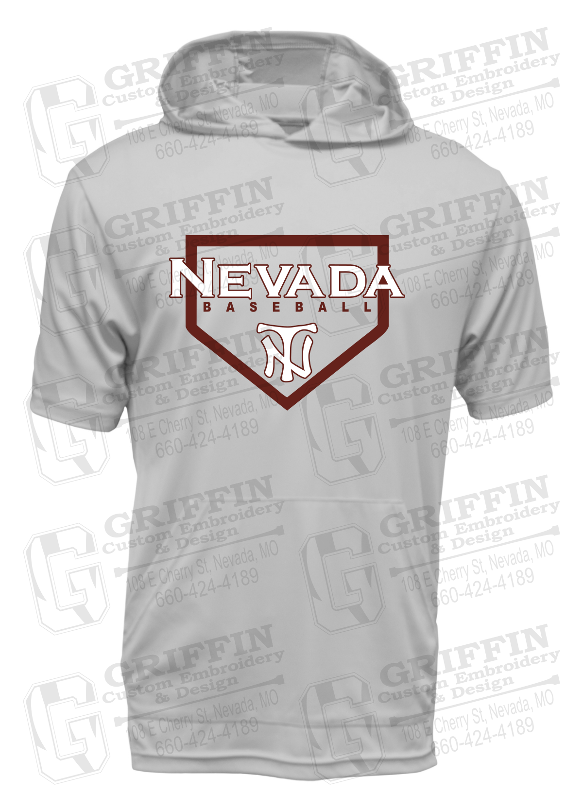 Dry-Fit Short Sleeve T-Shirt Hoodie - Baseball - Nevada Tigers 21-S