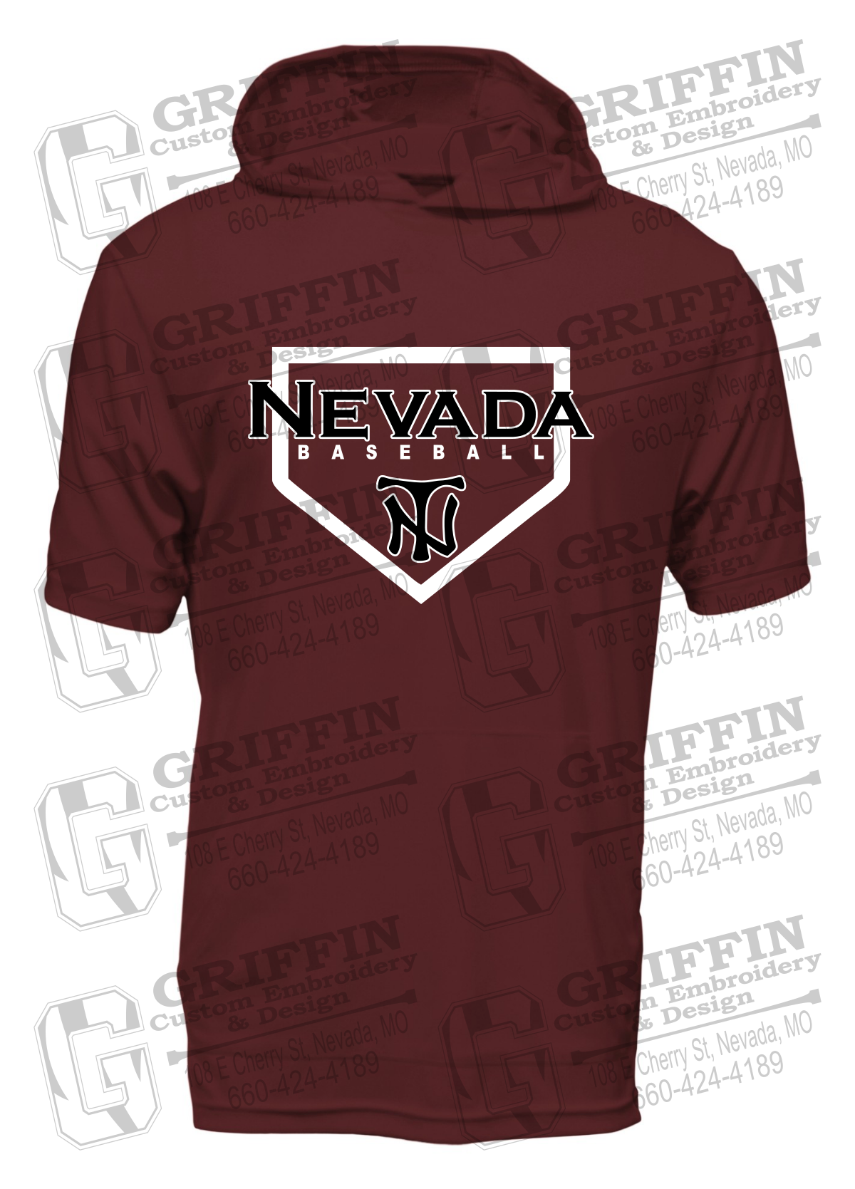 Dry-Fit Short Sleeve T-Shirt Hoodie - Baseball - Nevada Tigers 21-S