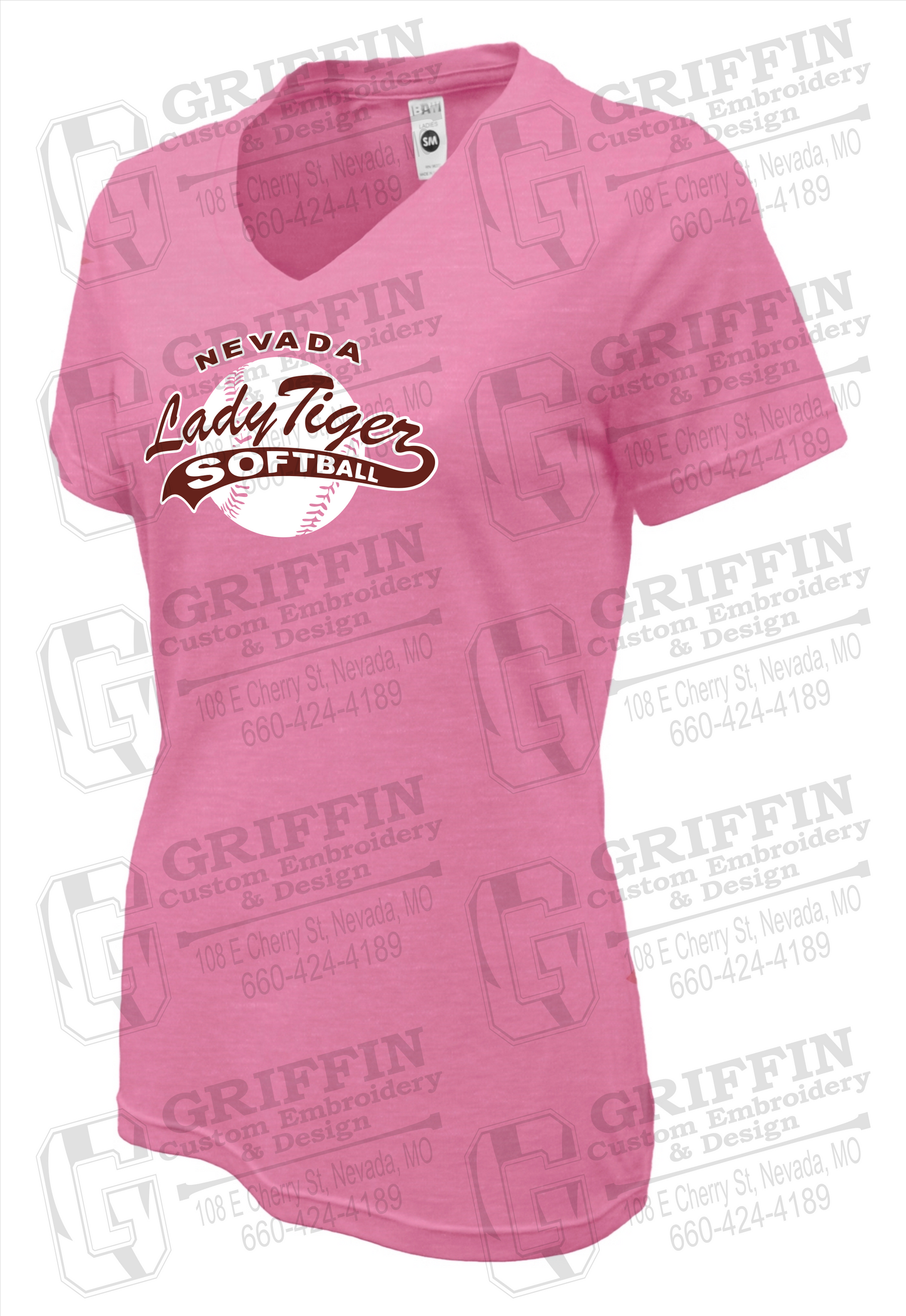 Womens Soft-Tek V-Neck T-Shirt - Softball - Nevada Tigers 21-X