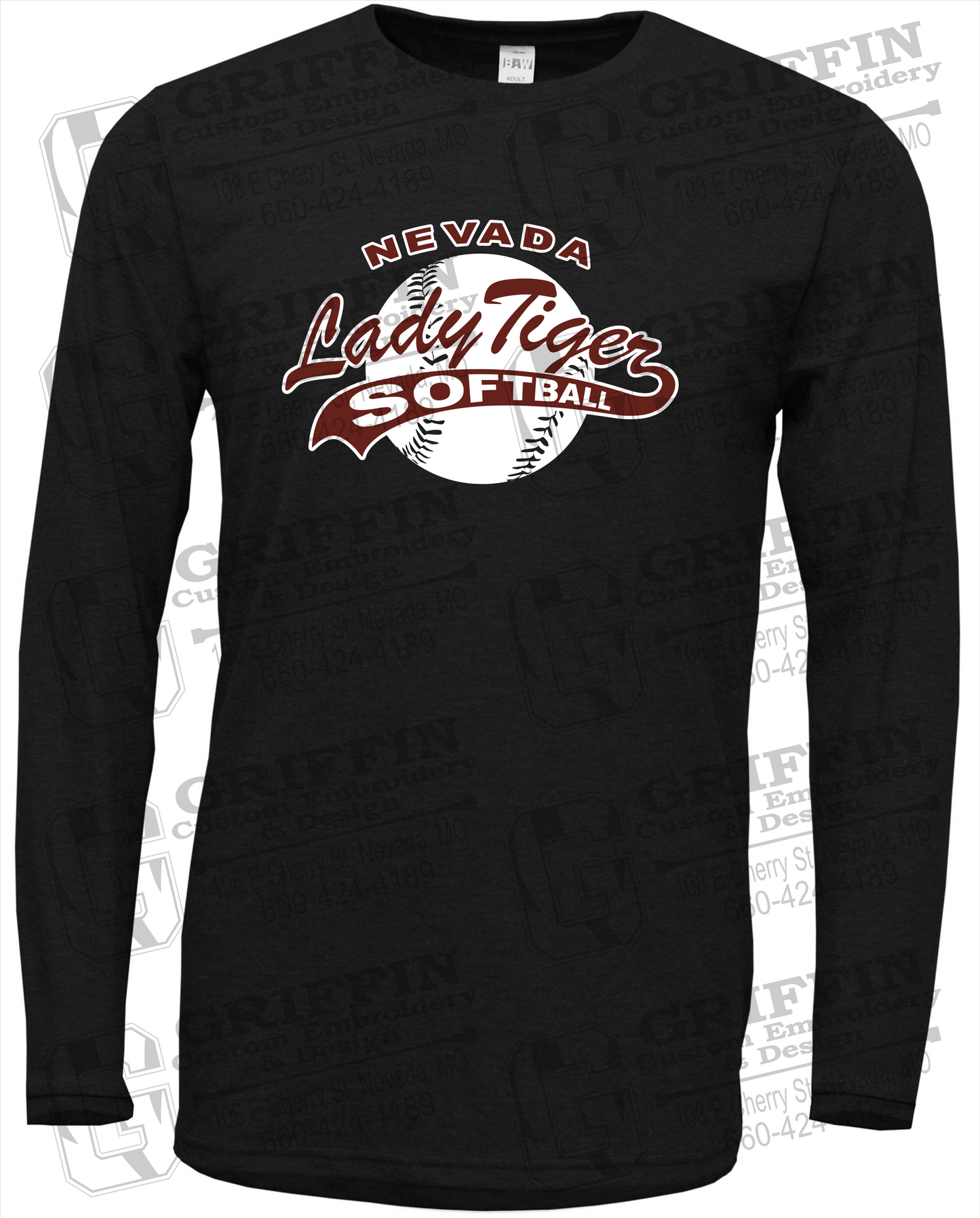 Soft-Tek Long Sleeve T-Shirt - Softball - Nevada Tigers 21-X