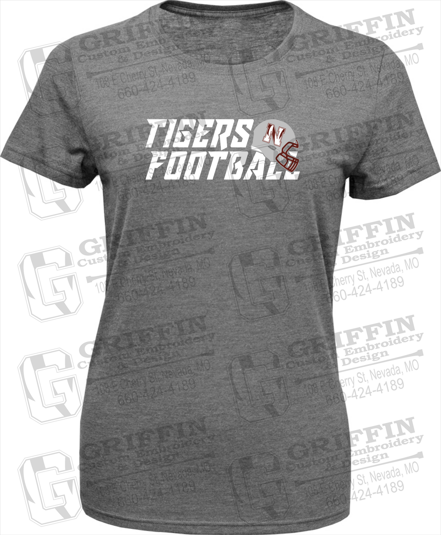 Womens Tri-Blend T-Shirt - Football - Nevada Tigers 22-O