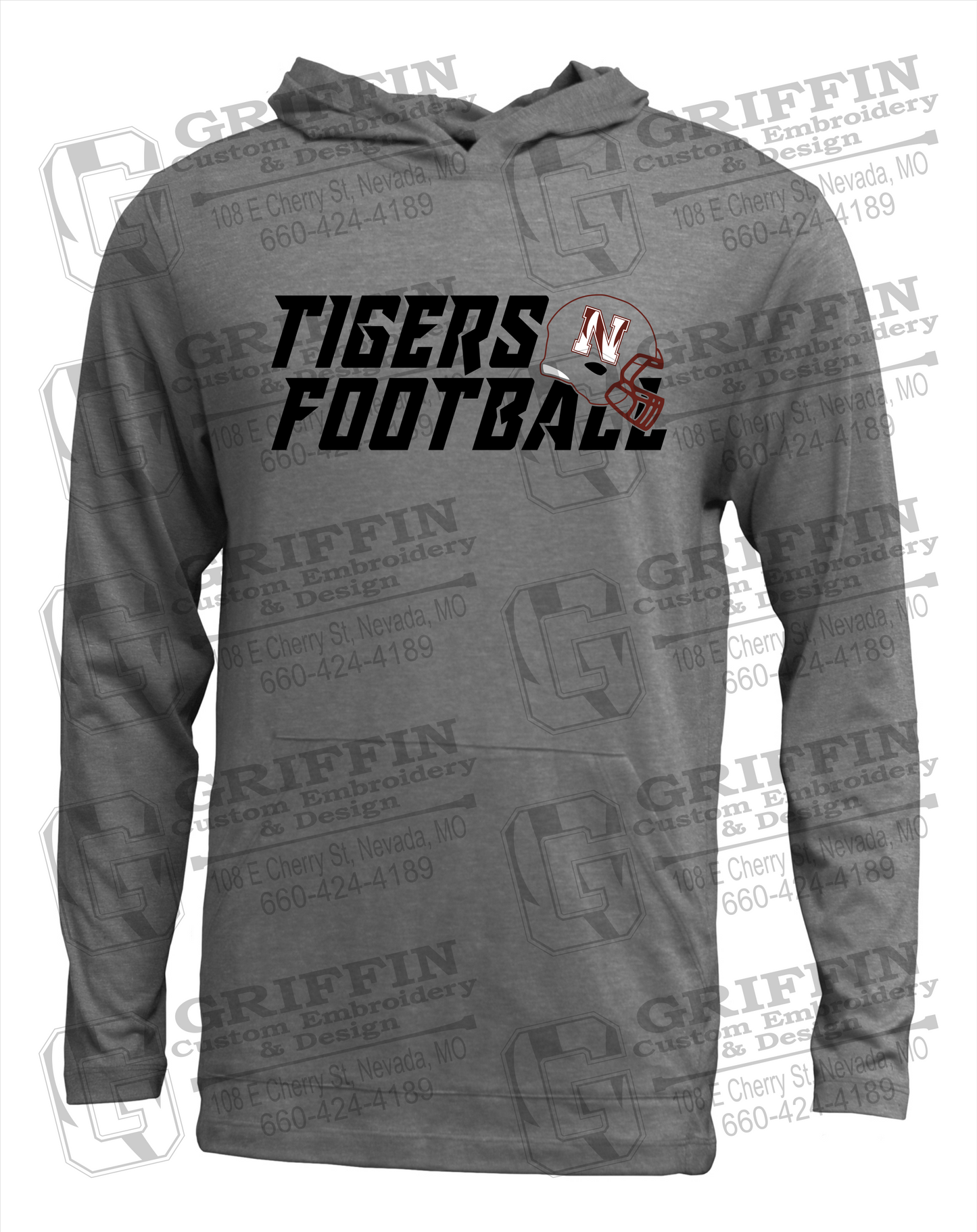 Soft-Tek T-Shirt Hoodie - Football - Nevada Tigers 22-O