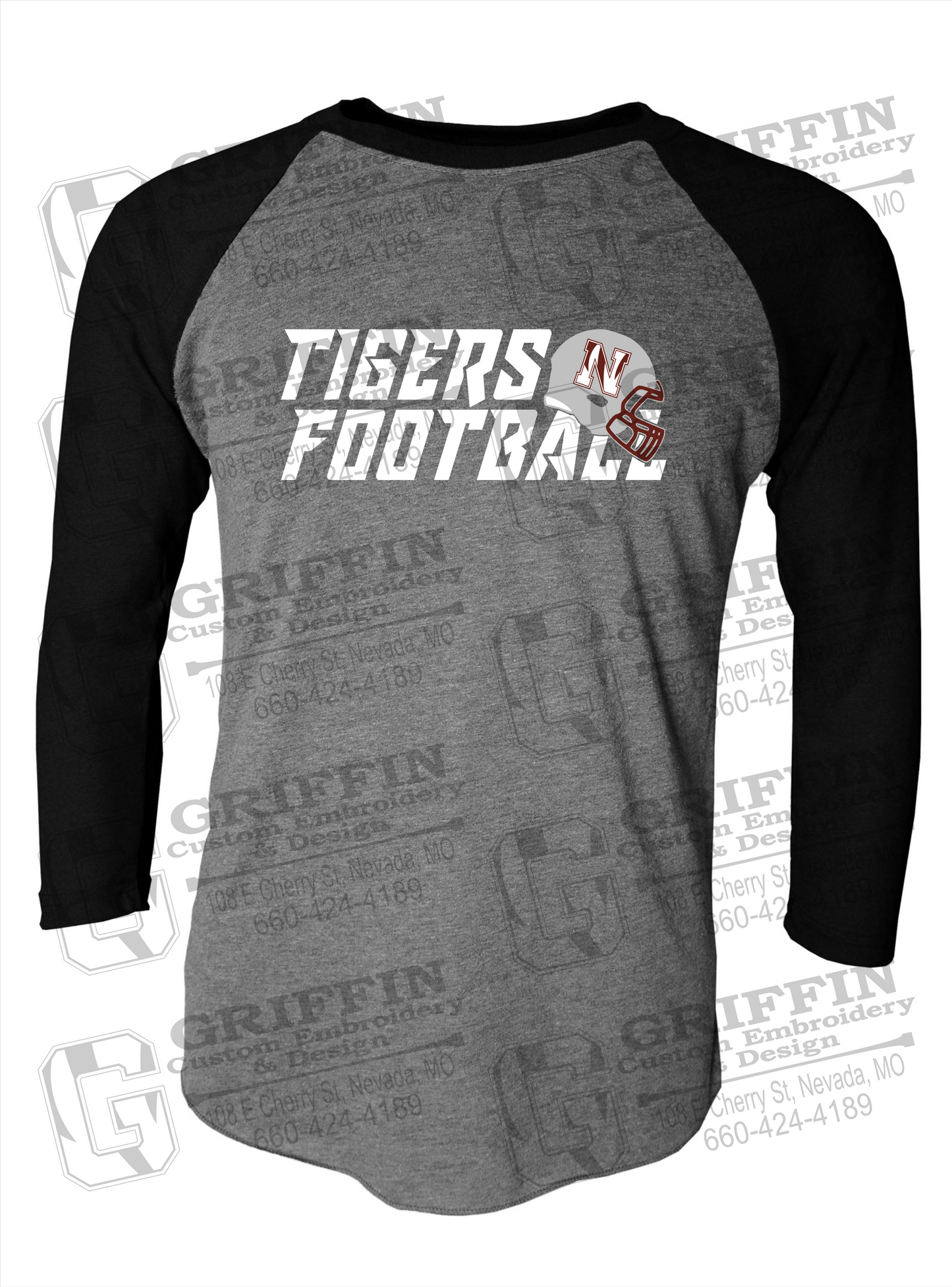 Tri-Blend Raglan Sleeve T-Shirt - Football - Nevada Tigers 22-O