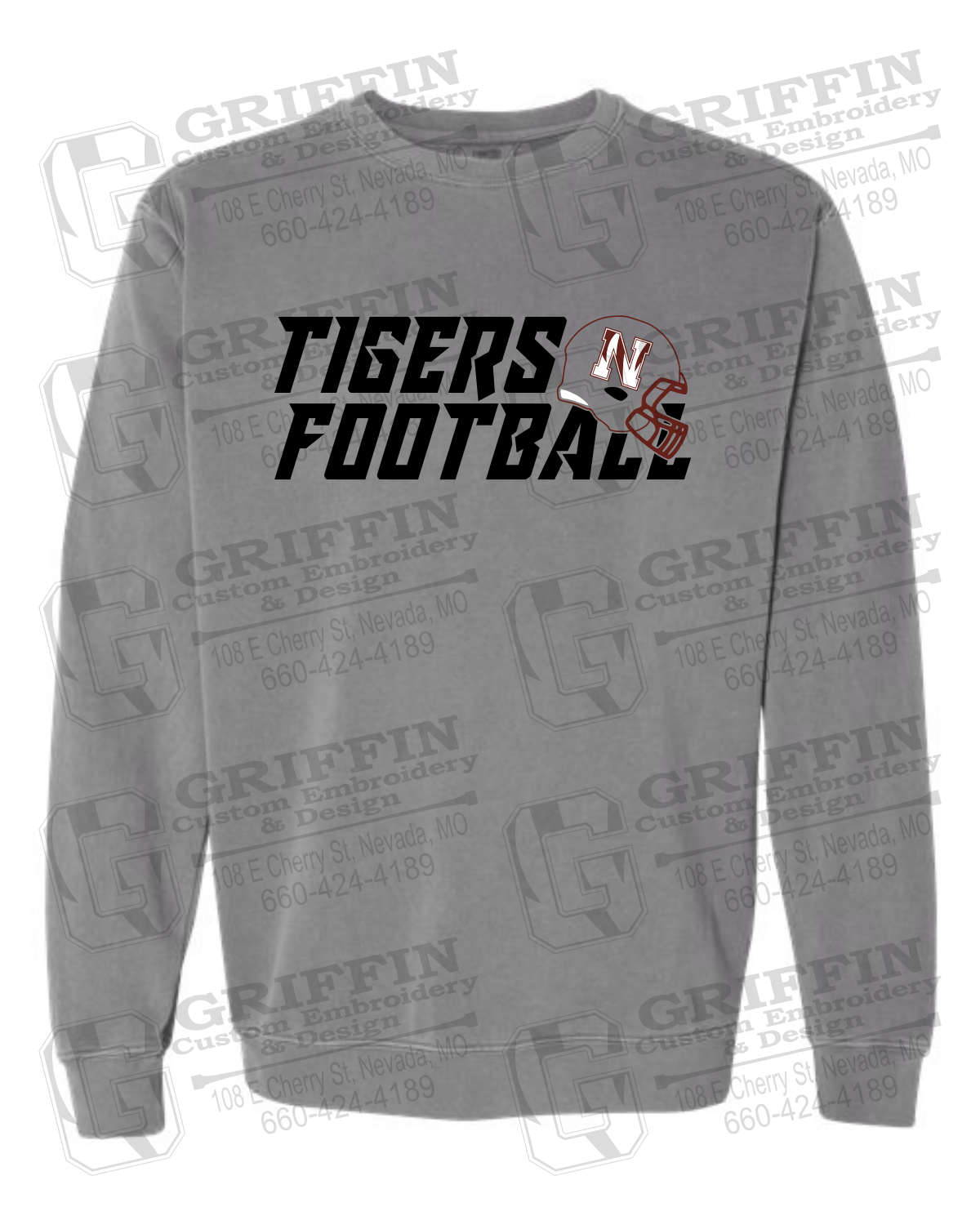 Comfort Colors Crewneck Sweatshirt - Football - Nevada Tigers 22-O