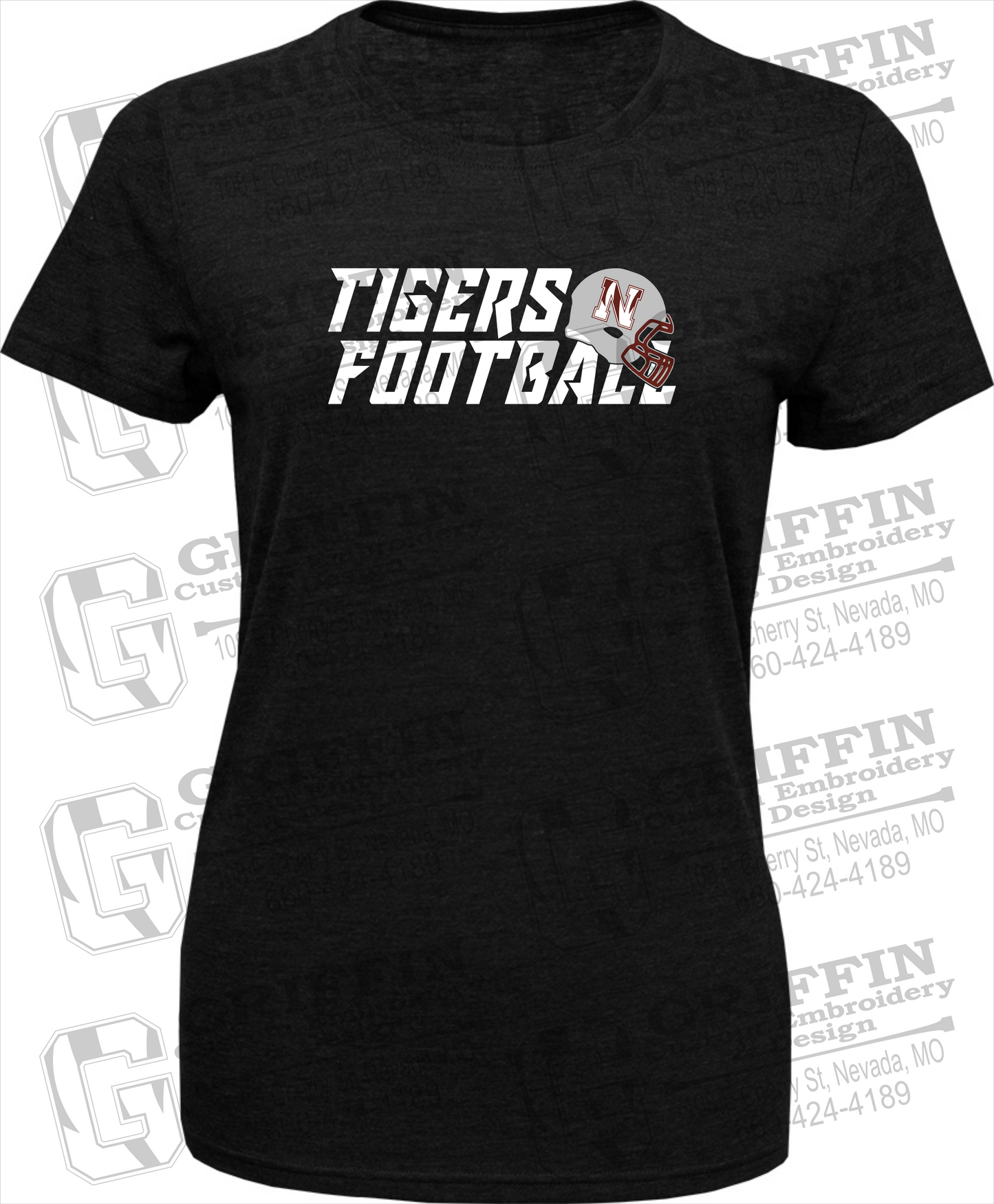 Womens Tri-Blend T-Shirt - Football - Nevada Tigers 22-O