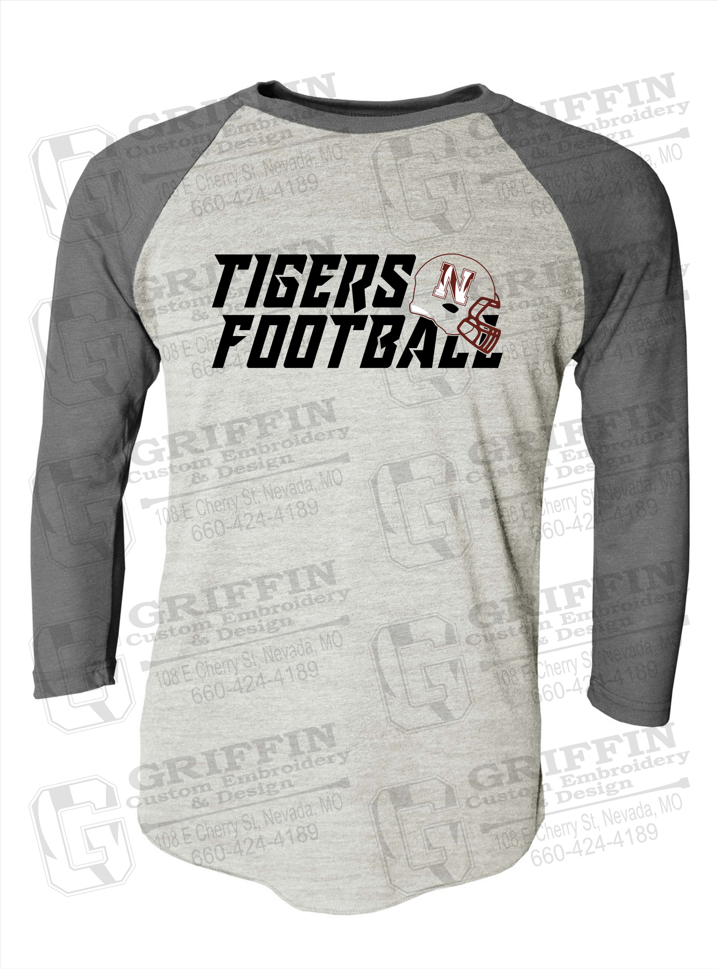 Tri-Blend Raglan Sleeve T-Shirt - Football - Nevada Tigers 22-O