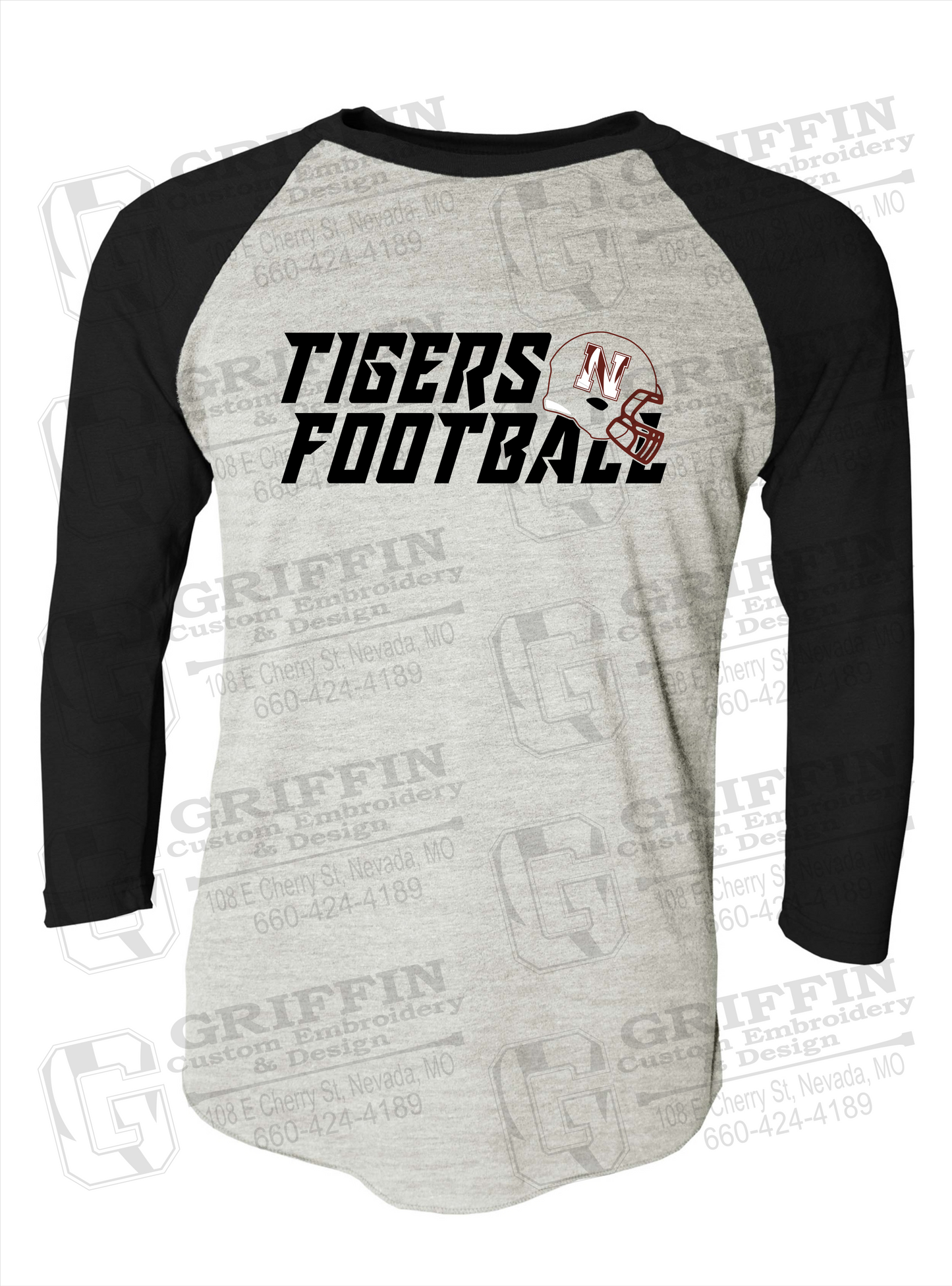 Tri-Blend Raglan Sleeve T-Shirt - Football - Nevada Tigers 22-O