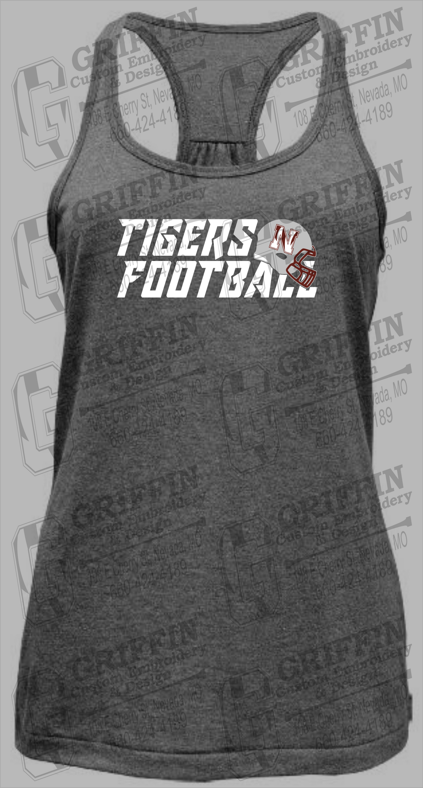 Womens Tri-Blend Tank Top - Football - Nevada Tigers 22-O