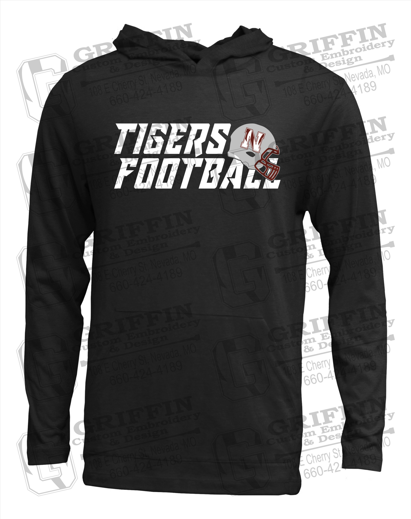 Soft-Tek T-Shirt Hoodie - Football - Nevada Tigers 22-O