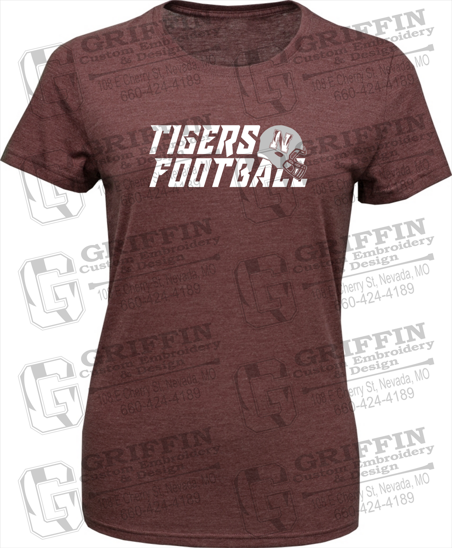 Womens Tri-Blend T-Shirt - Football - Nevada Tigers 22-O