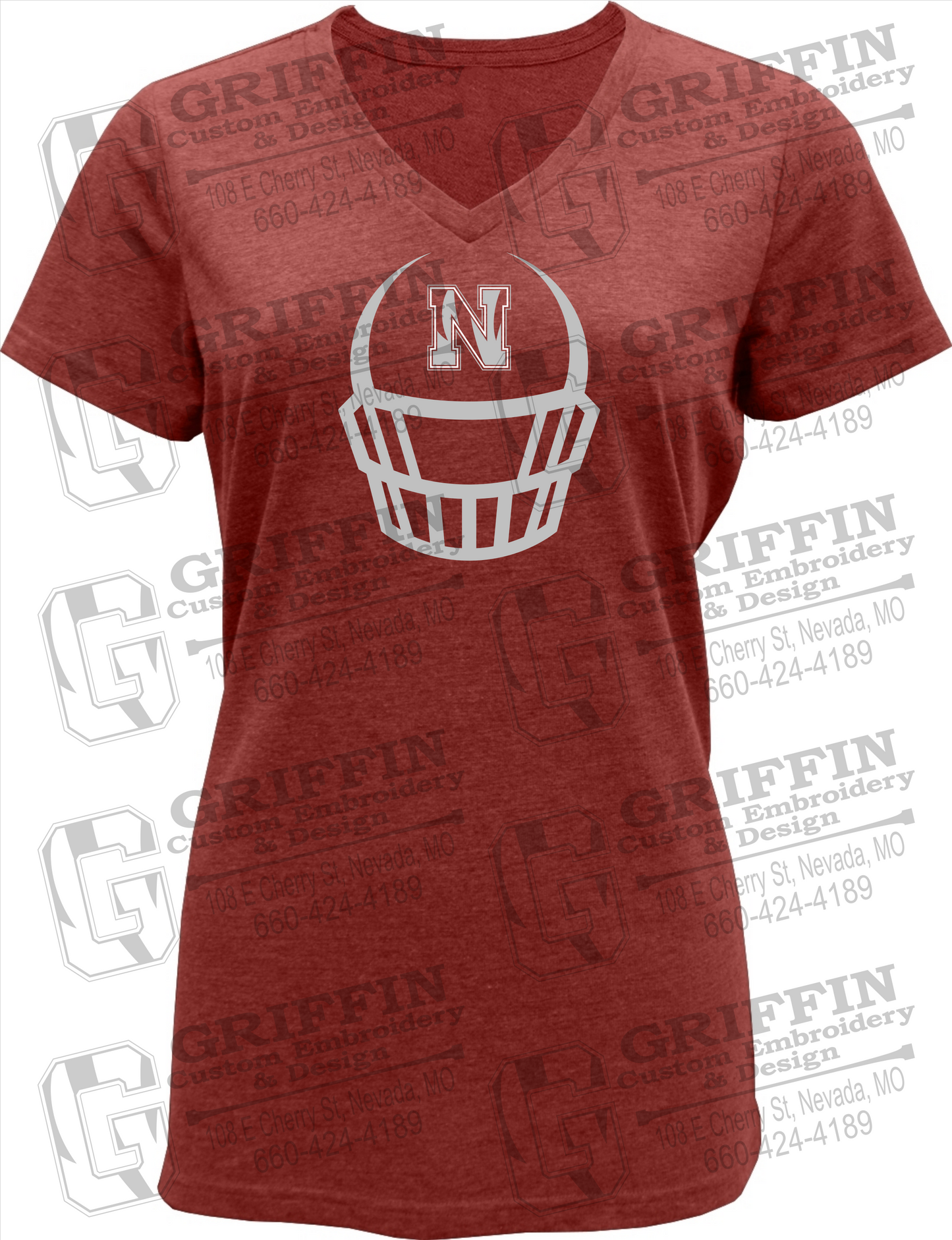 Womens Soft-Tek V-Neck T-Shirt - Football - Nevada Tigers 22-P