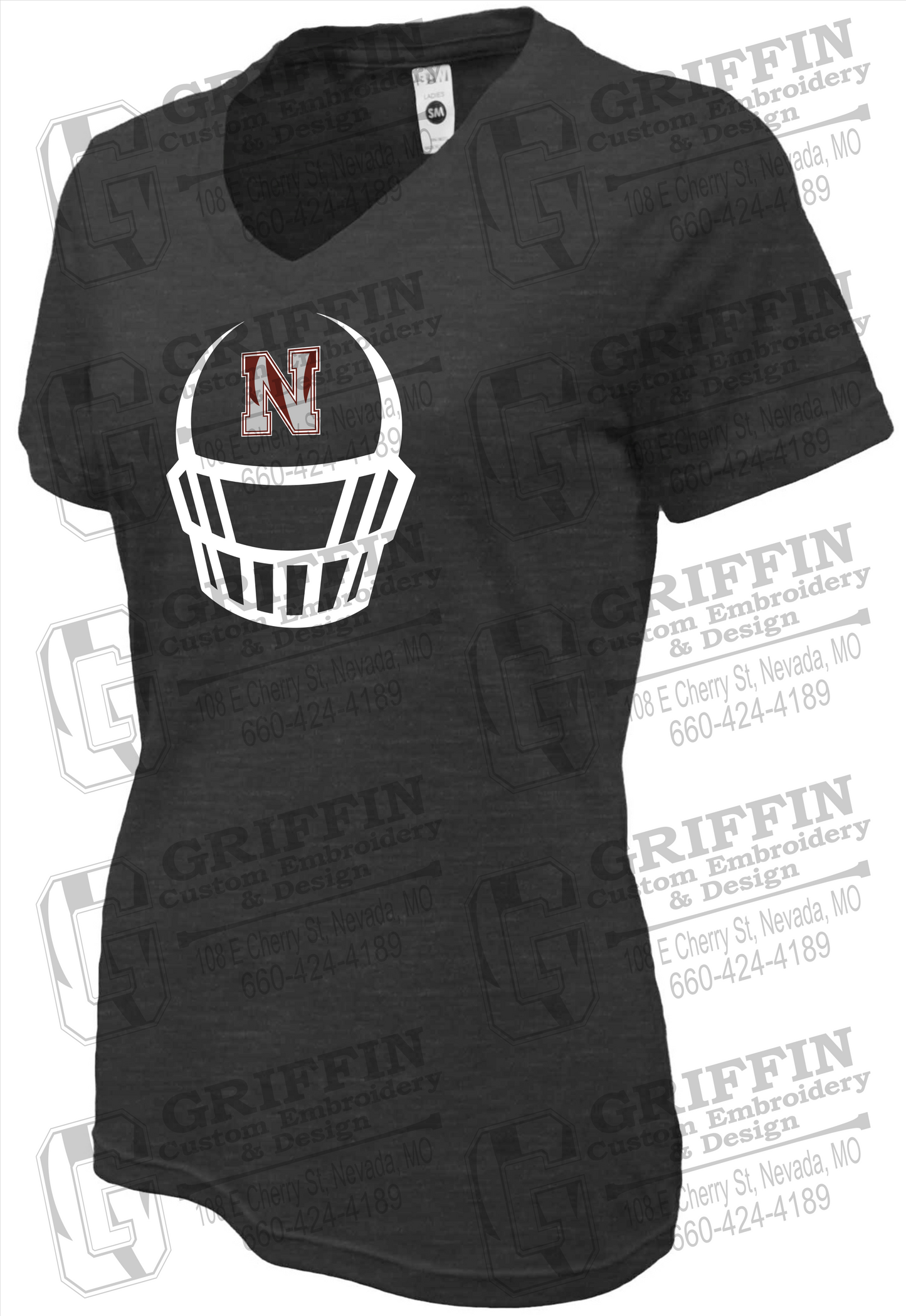 Womens Soft-Tek V-Neck T-Shirt - Football - Nevada Tigers 22-P