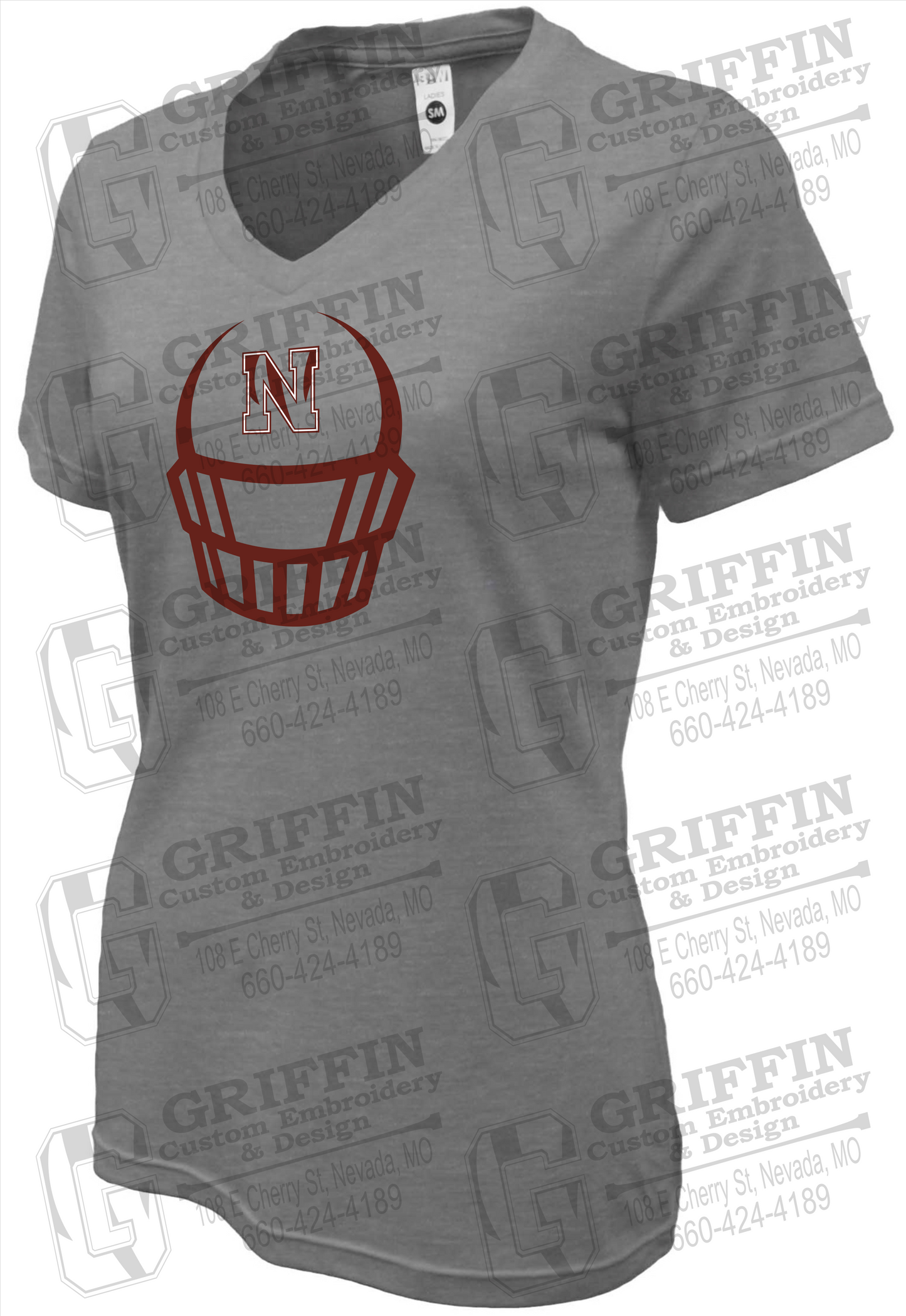 Womens Soft-Tek V-Neck T-Shirt - Football - Nevada Tigers 22-P