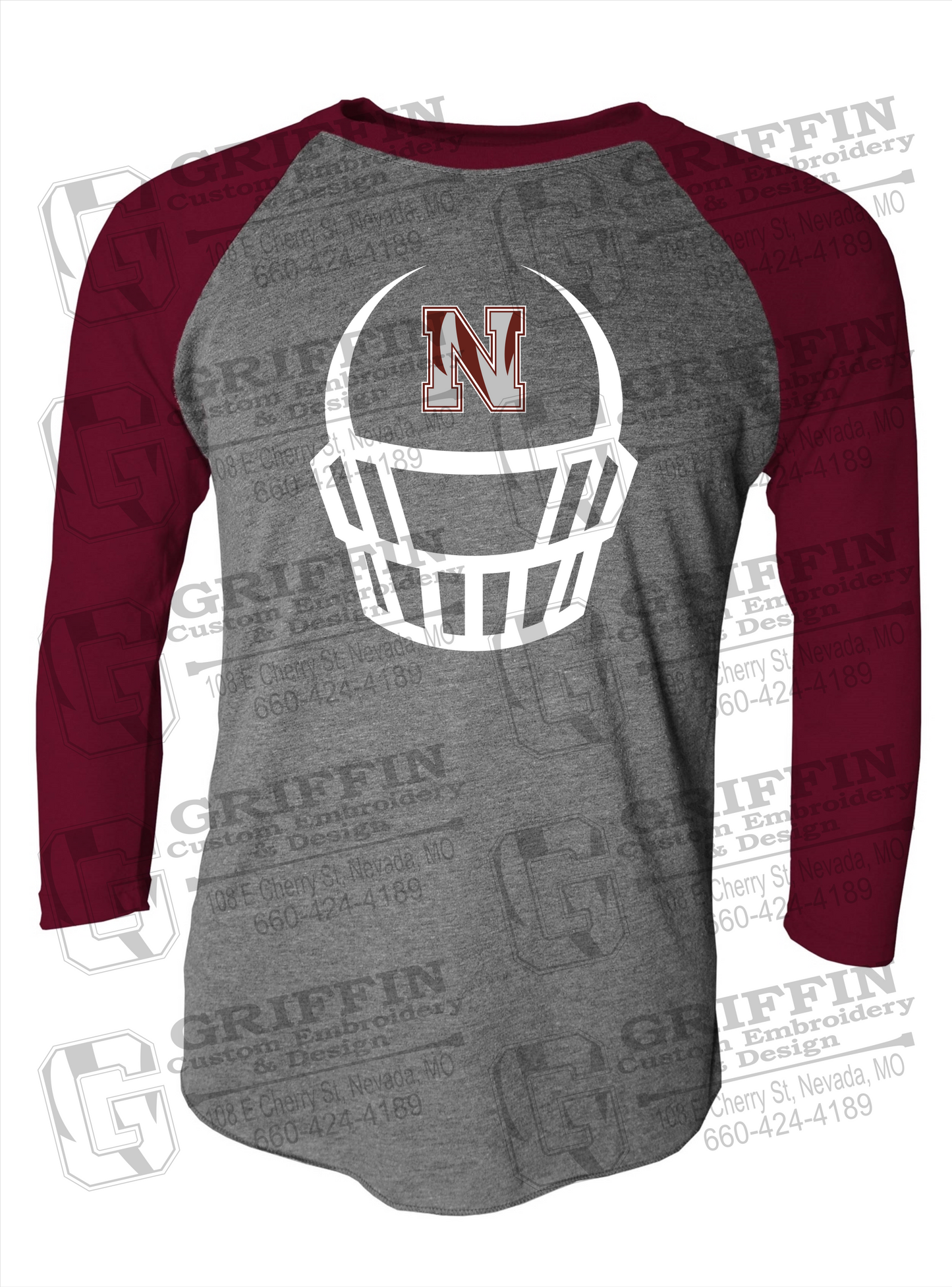 Tri-Blend Raglan Sleeve T-Shirt - Football - Nevada Tigers 22-P