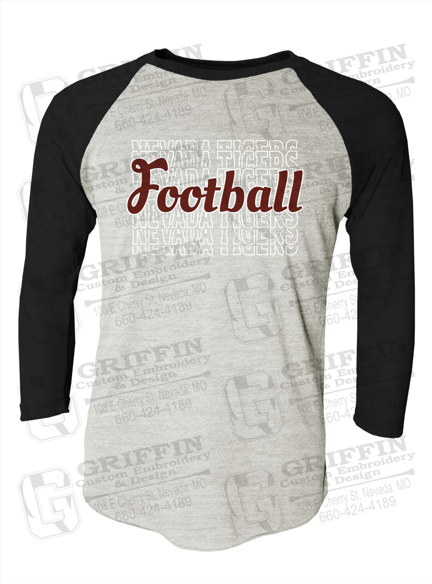 Tri-Blend Raglan Sleeve T-Shirt - Football - Nevada Tigers 22-R