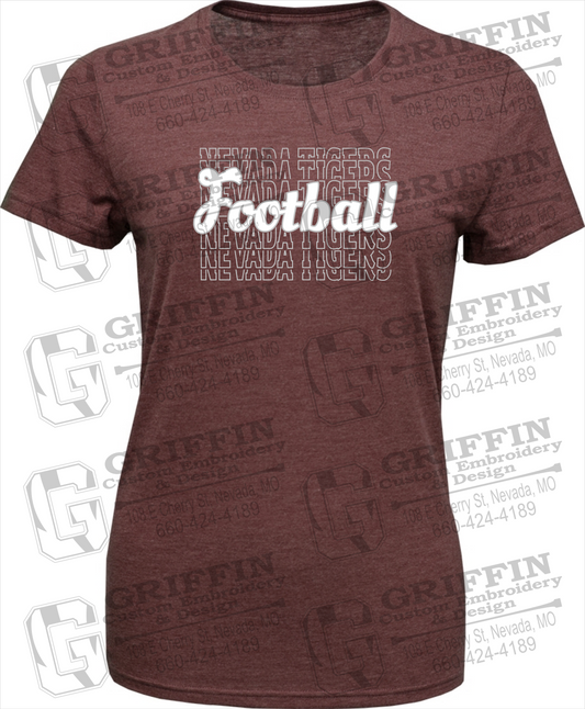 Womens Tri-Blend T-Shirt - Football - Nevada Tigers 22-R