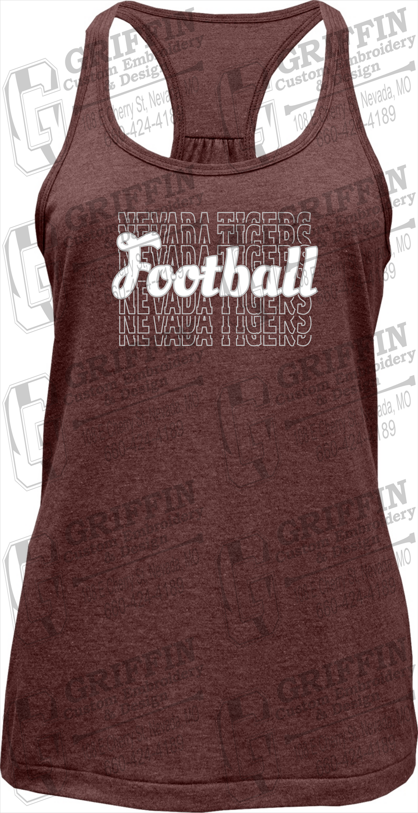 Womens Tri-Blend Tank Top - Football - Nevada Tigers 22-R