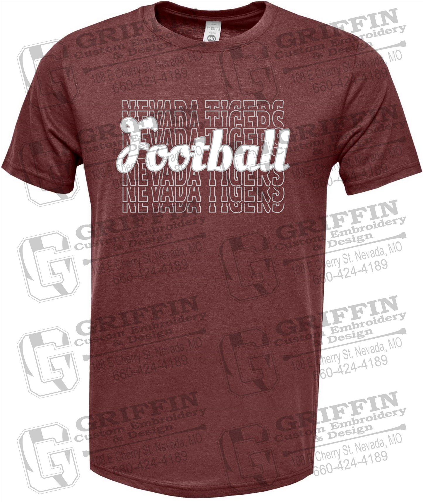 Soft-Tek Short Sleeve T-Shirt - Football - Nevada Tigers 22-R