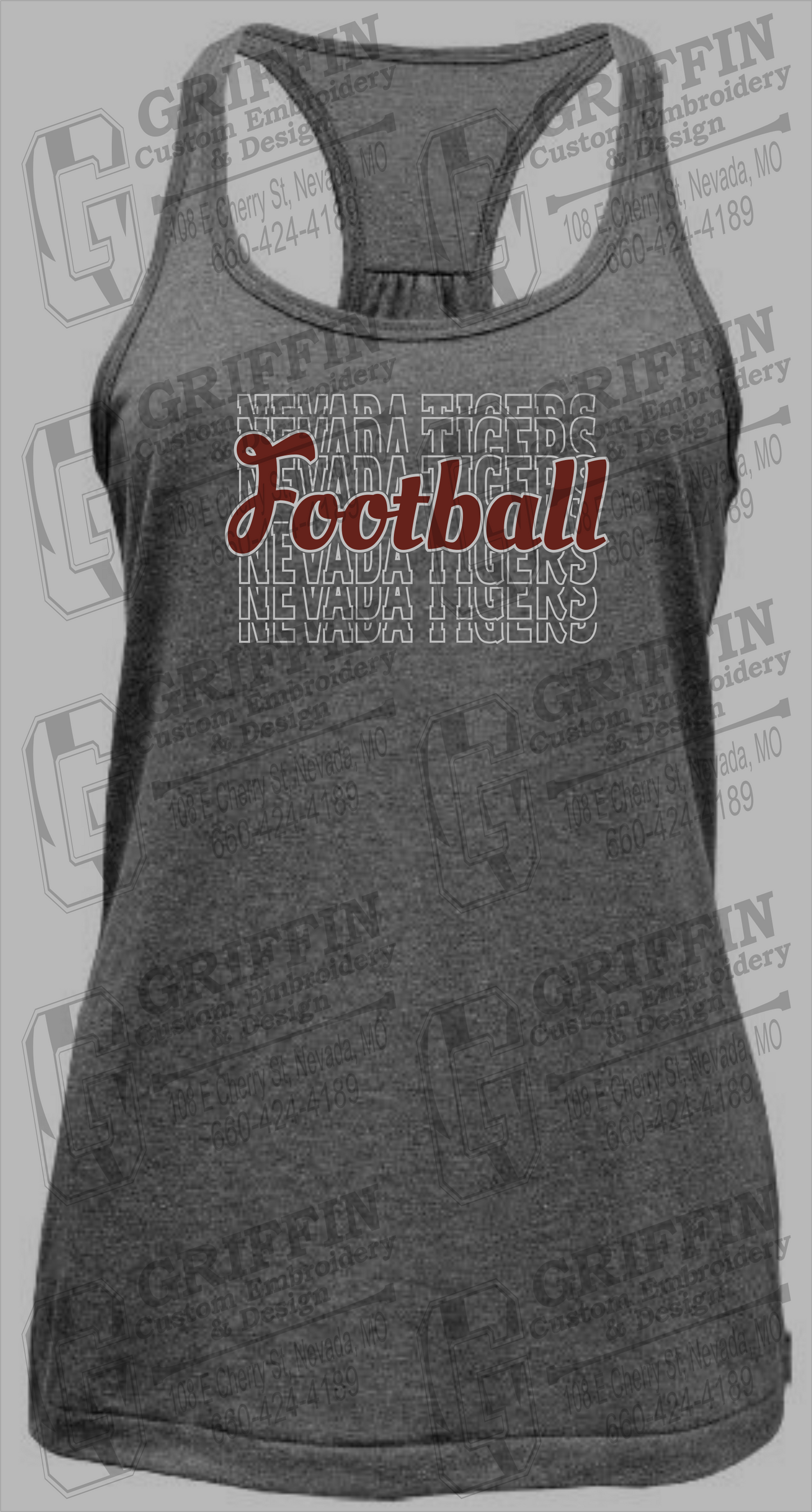 Womens Tri-Blend Tank Top - Football - Nevada Tigers 22-R