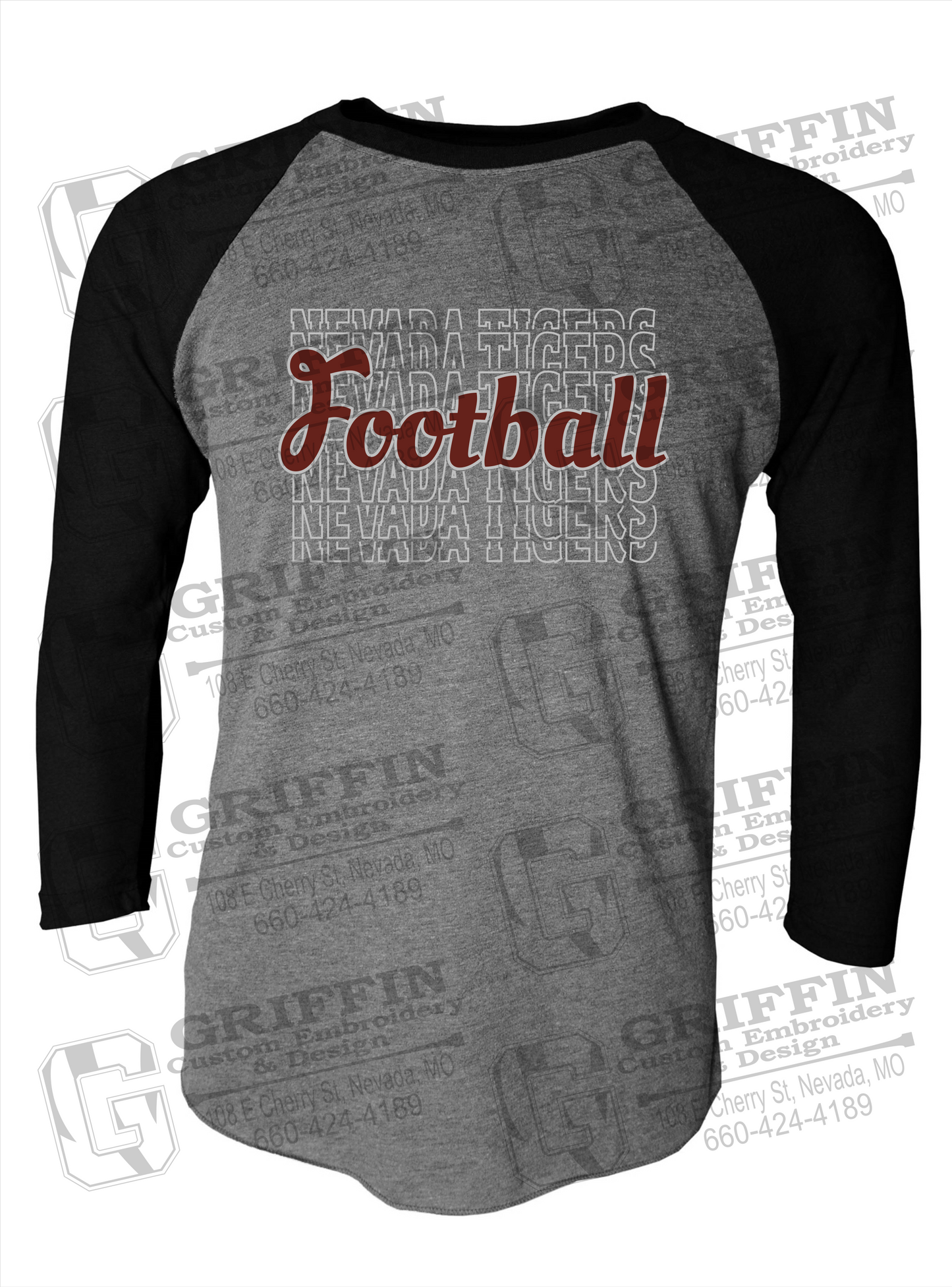 Tri-Blend Raglan Sleeve T-Shirt - Football - Nevada Tigers 22-R